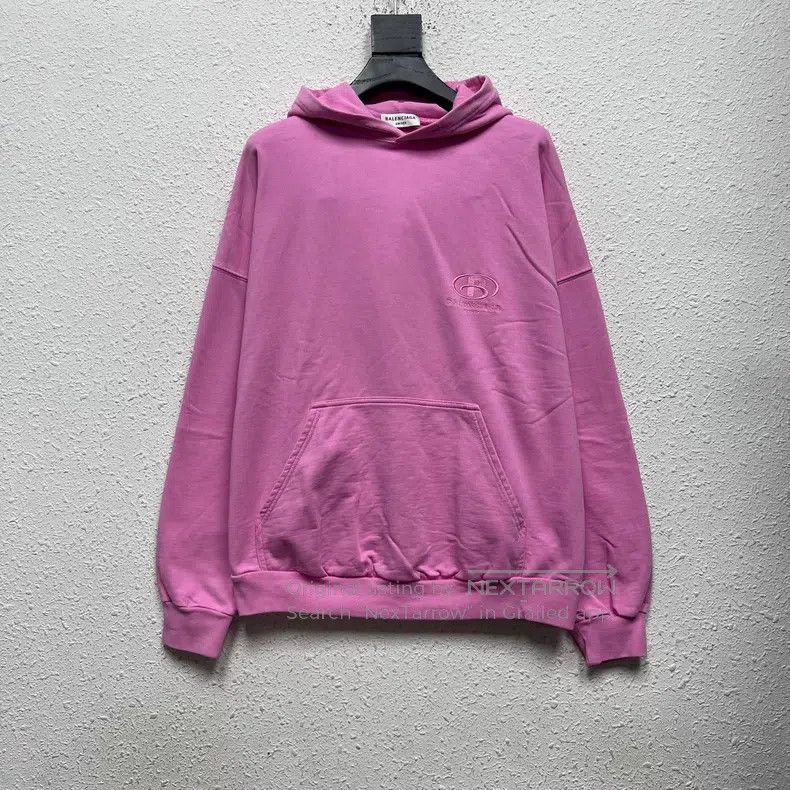 Balenciaga Balenciaga Pink Front and Back Embroidered Hoodie Sweatshi Size US M / EU 48-50 / 2 - 1 Thumbnail
