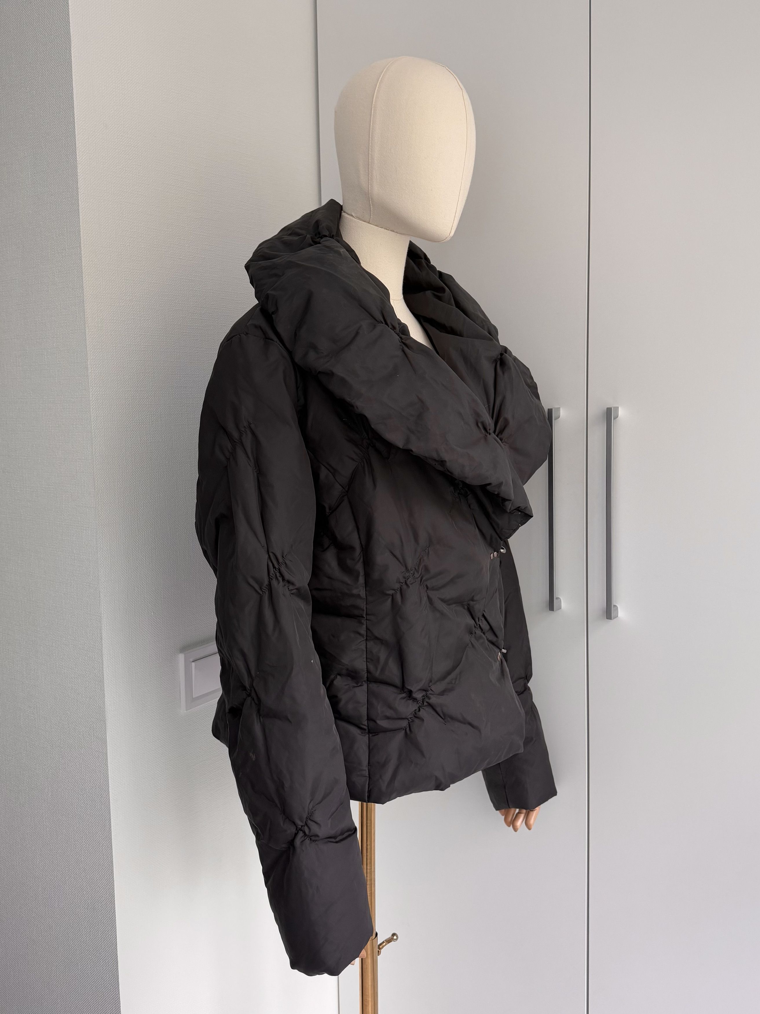 Vintage Black Puffer Jacket Women L Oversized Quilted Y2K Coat Size L / US 10 / IT 46 - 2 Thumbnail