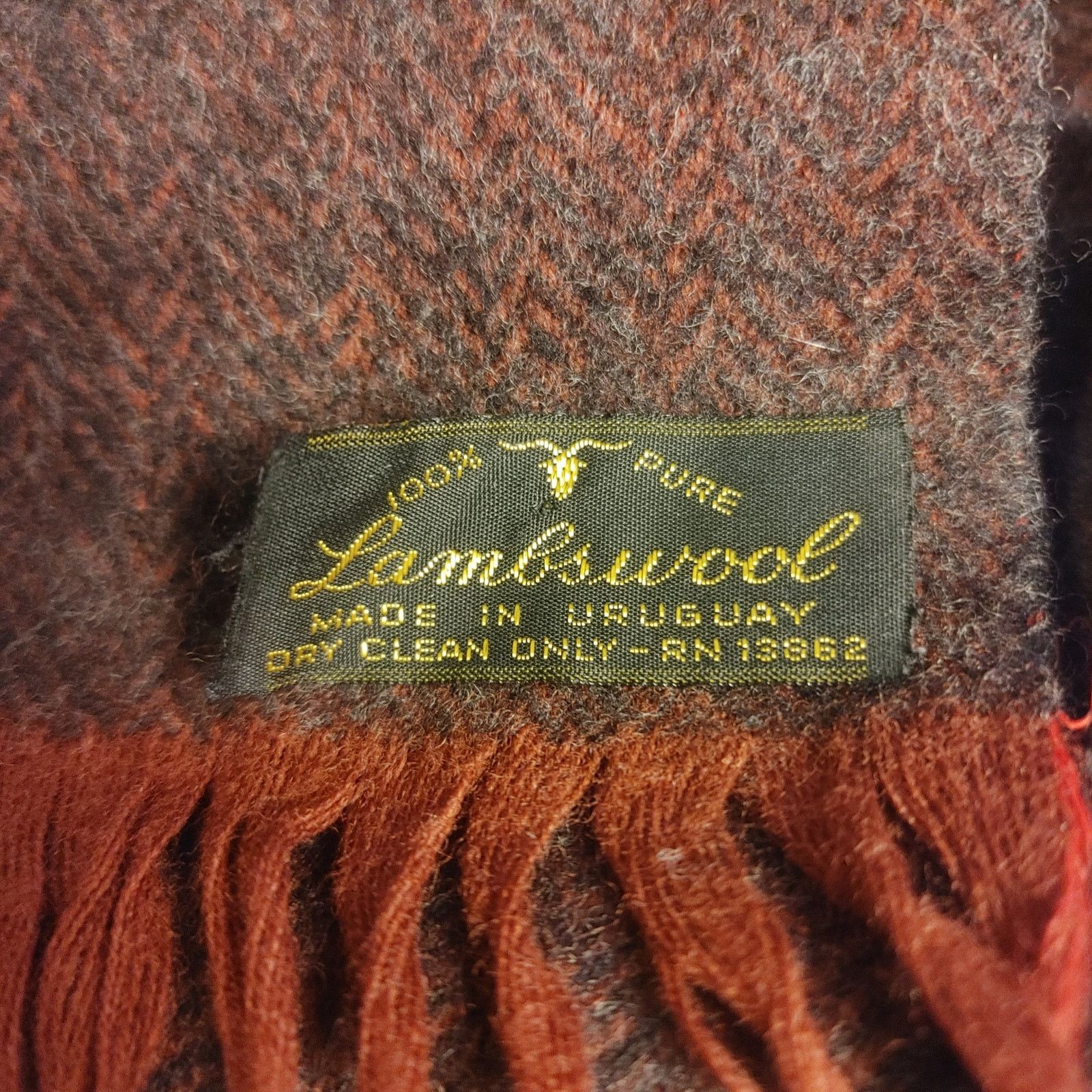 Other 100% Lambswool Imported Scarf Brown Orange Wrap Fashion Knit Size ONE SIZE - 3 Thumbnail