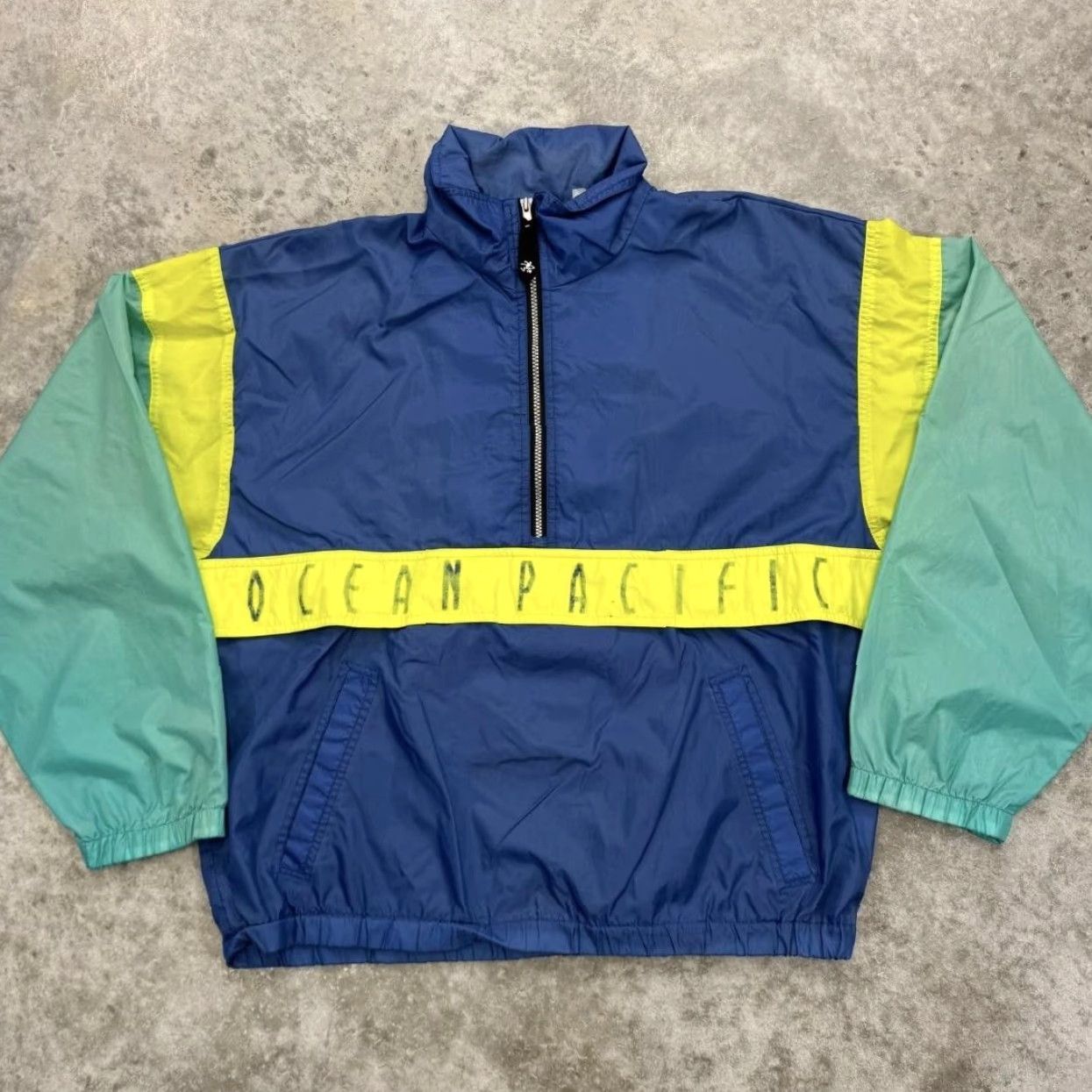 Ocean Pacific VINTAGE Ocean Pacific Jacket Mens M Blue Windbreaker 90s Surf Zip Pockets 1/4 Zip Lightweight Nylon Solid Logo Retro 80s Mens Size US M / EU 48-50 / 2 - 2 Thumbnail