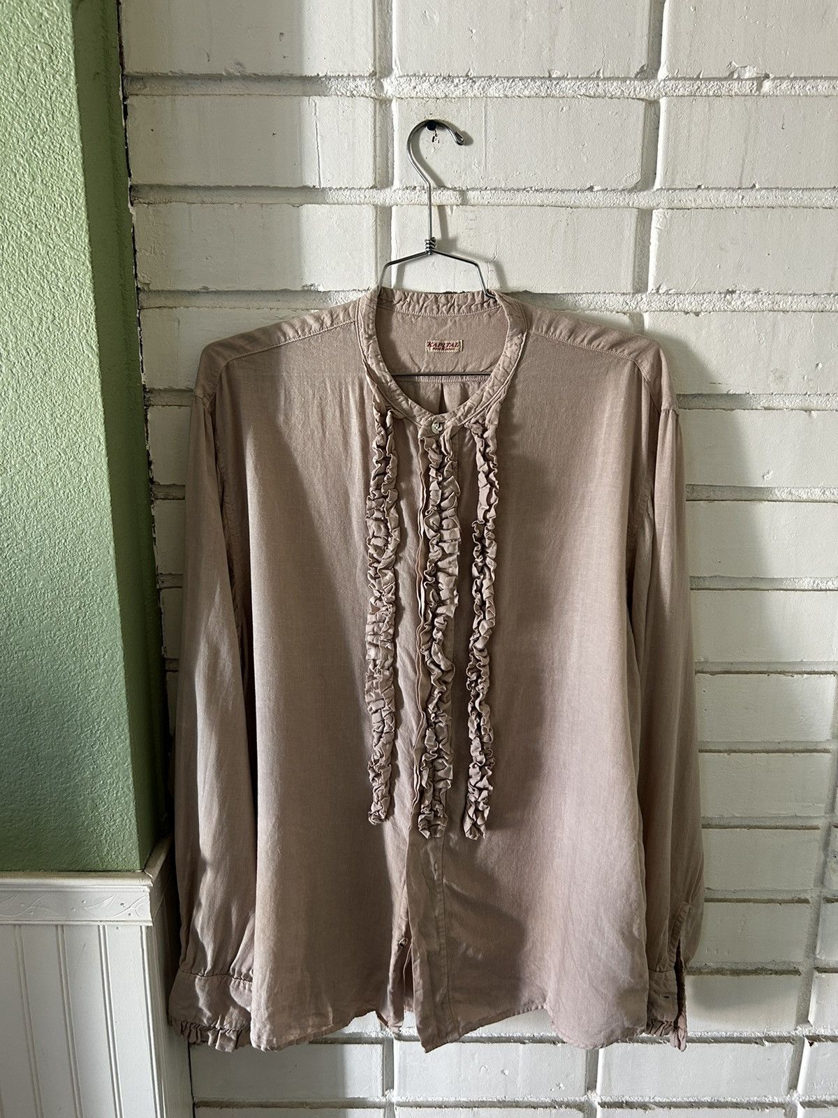 image of Kapital Frill Prague Shirt (Sz 4) in Beige, Men's (Size XL)
