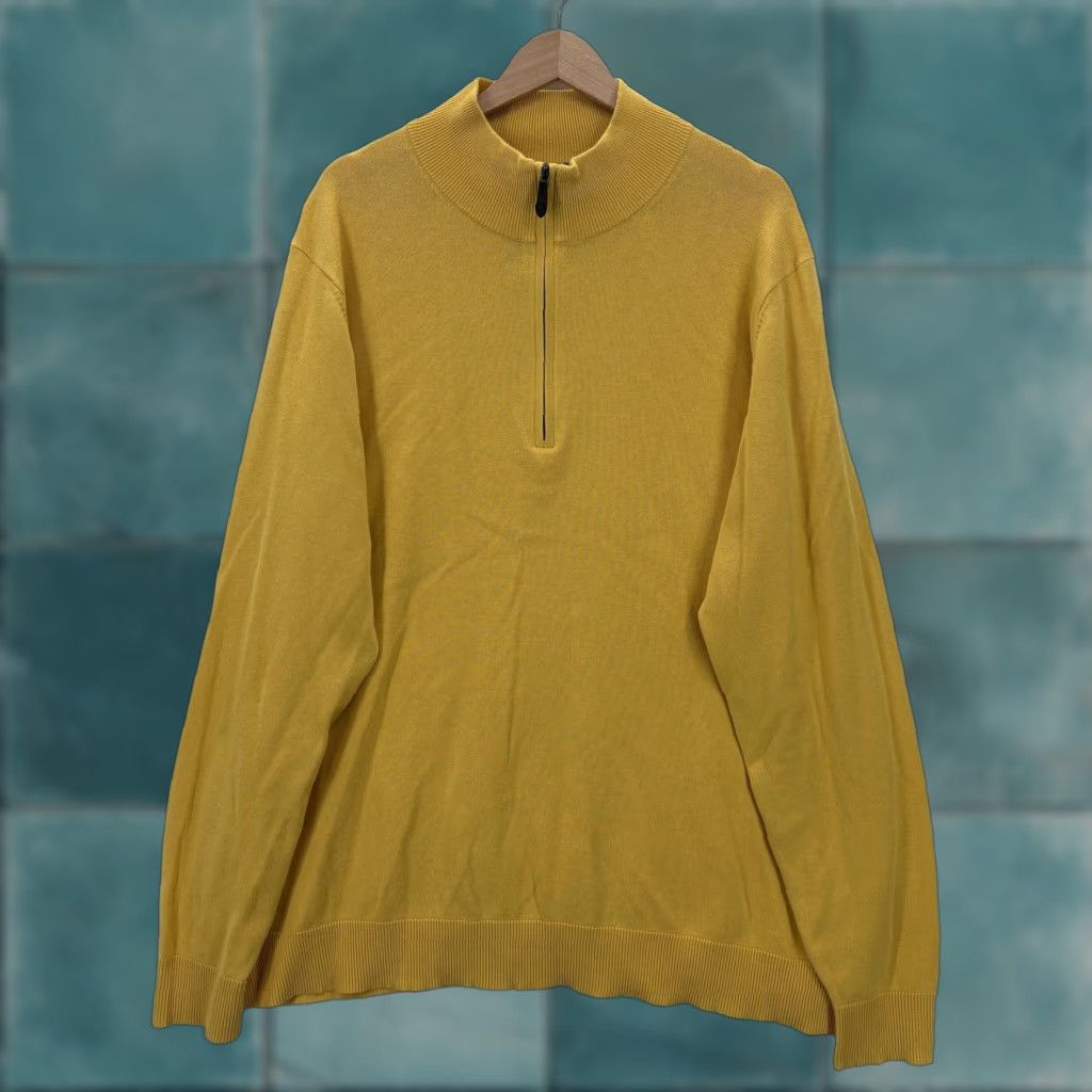 Vineyard Vines Vineyard Vines Sweater Mens 2XLT Yellow Cotton Cashmere 1/4 Zip Mock Neck Knit Shirt Mens Size US XXL / EU 58 / 5 - 1 Thumbnail