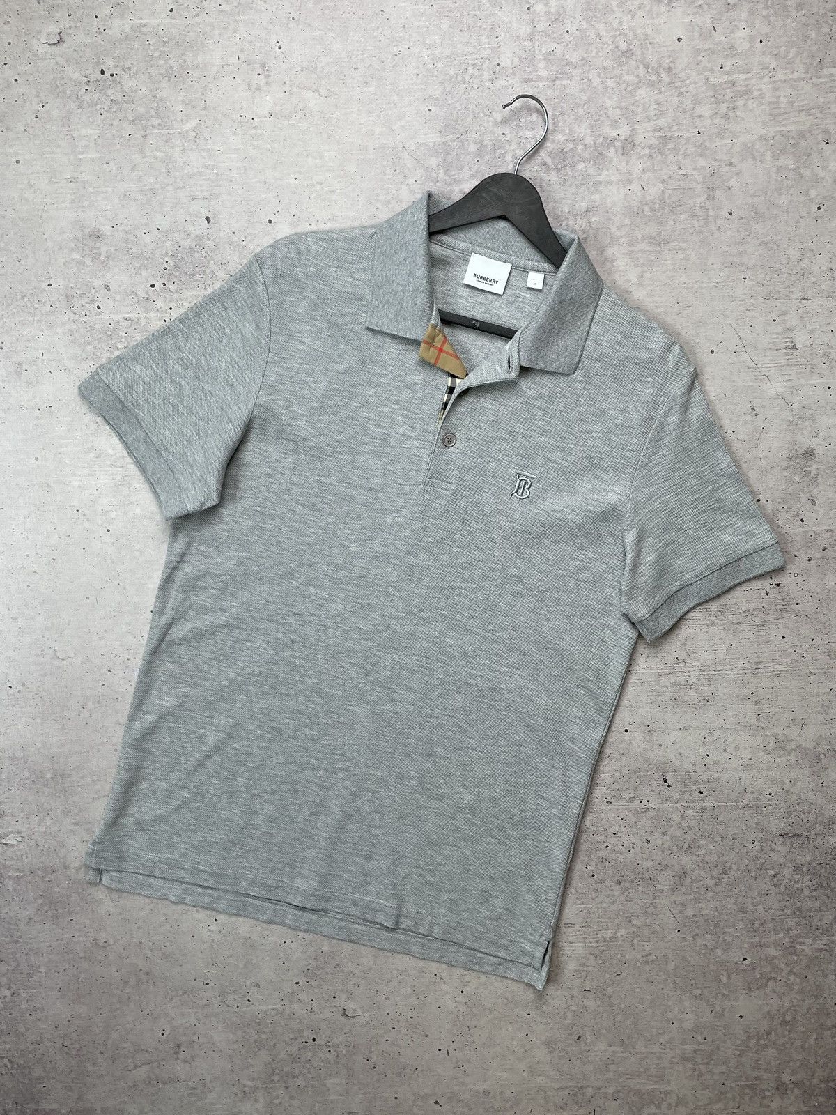 BURBERRY GREY LOGO TB POLO SHIRT