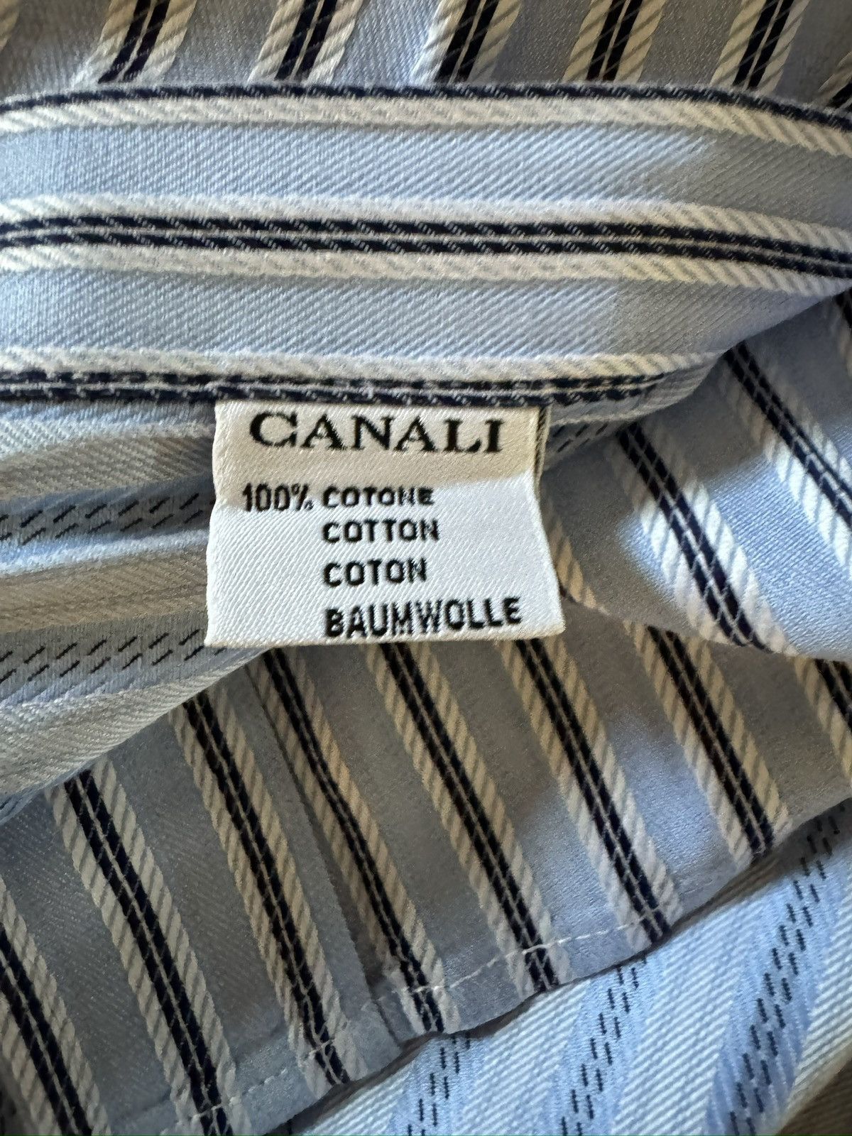 Canali CANALI Made in Italy Finely Striped French Cuff Shirt Size US XL / EU 56 / 4 - 7 Thumbnail