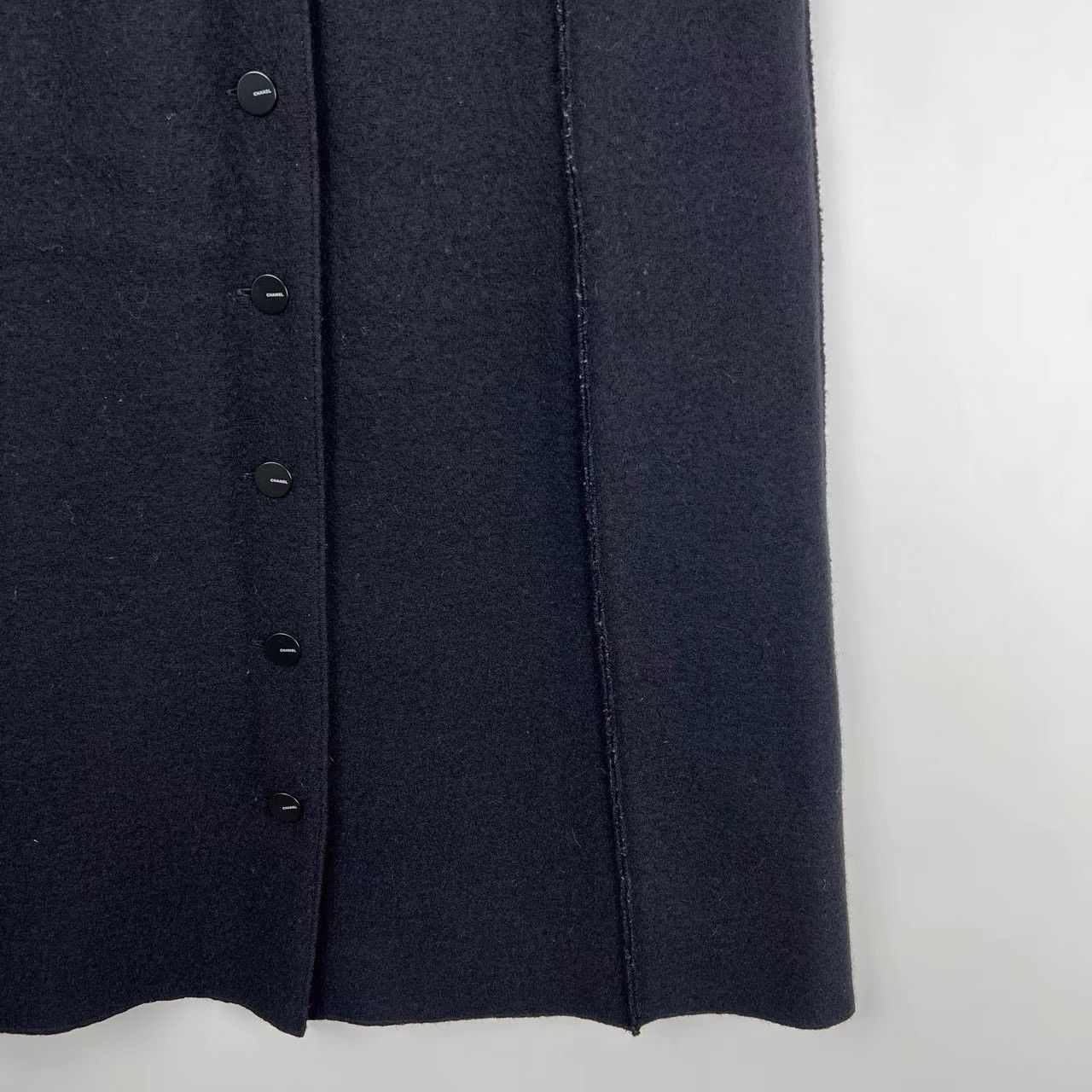 Chanel Chanel Black Wool Button Front Skirt K12 Size 24" / US 00 / IT 34 - 3 Thumbnail