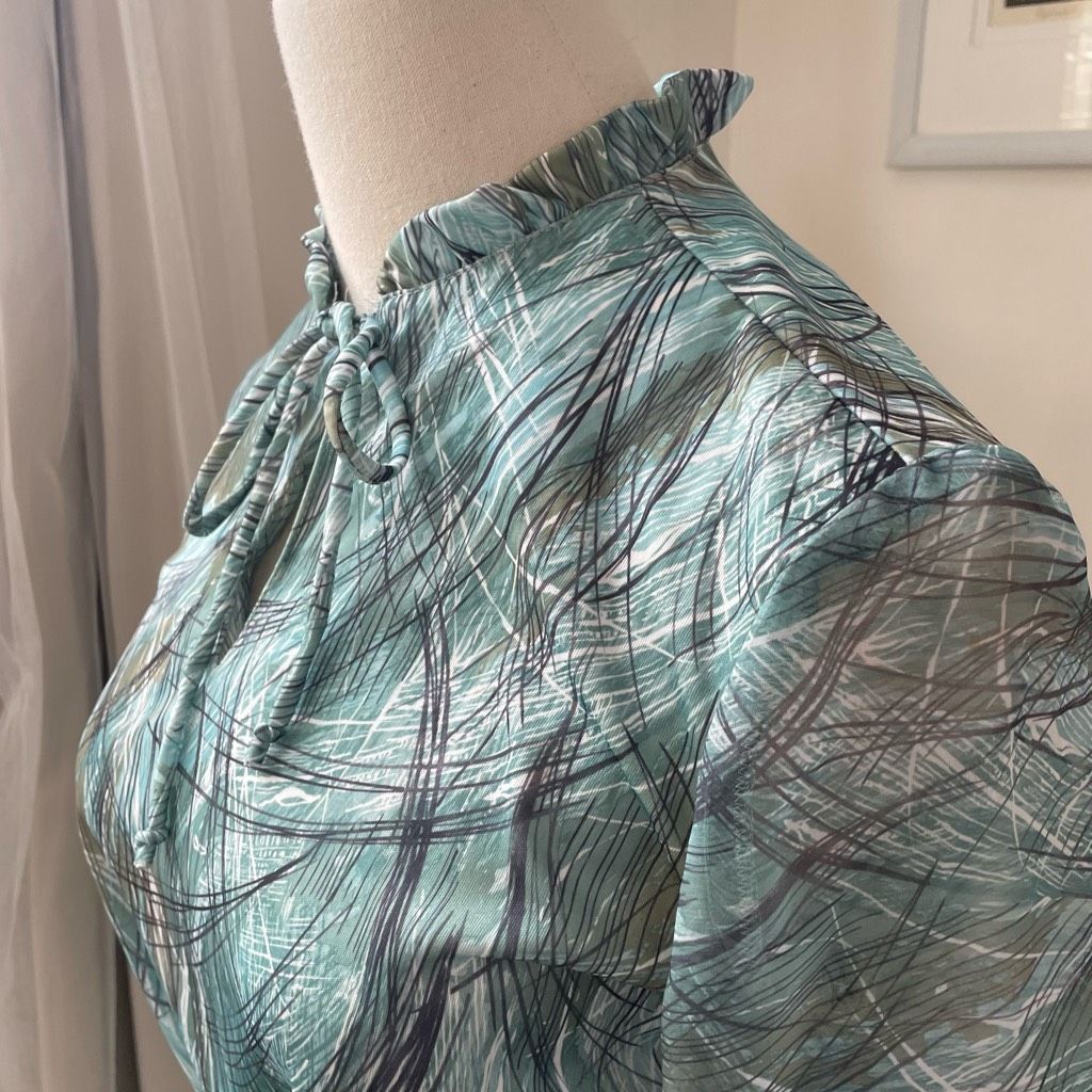 Vintage Vintage 70s 2pc Blouse Skirt Green Brown Retro Crosshatch Pa Size S / US 4 / IT 40 - 6 Thumbnail