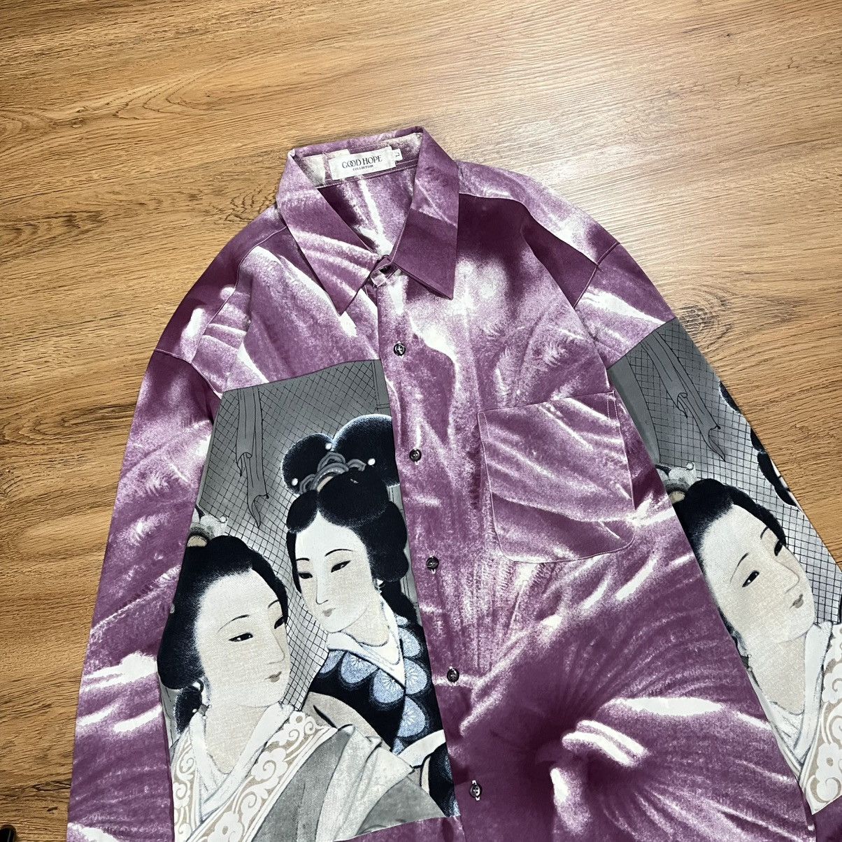 Japanese Brand × Vintage Vtg japanese brand geisha print shirt Size US M / EU 48-50 / 2 - 3 Thumbnail
