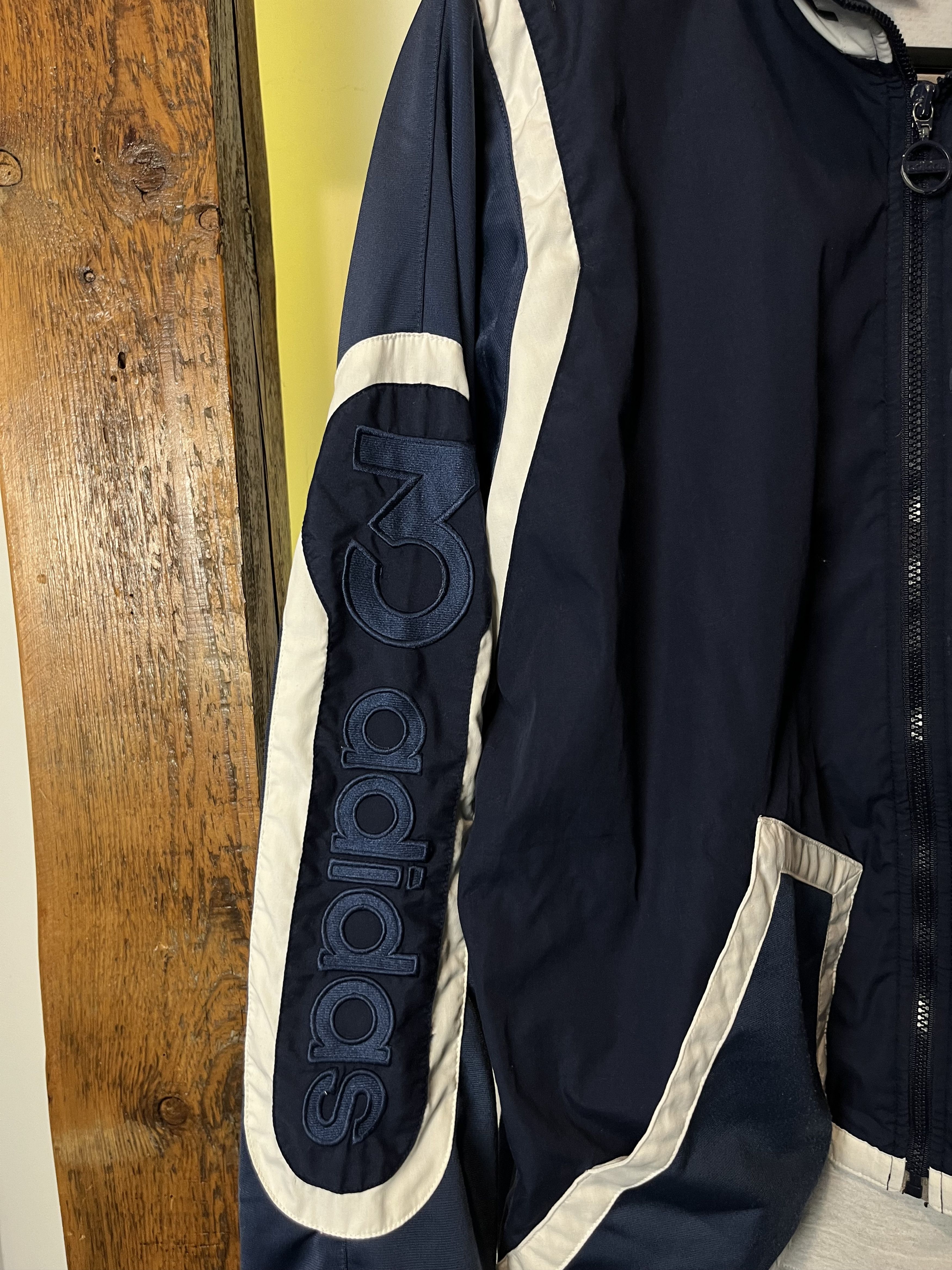 Adidas × Vintage Vintage 90s Adidas Big Logo Windbreaker Jacket Blokecore Size US M / EU 48-50 / 2 - 3 Thumbnail
