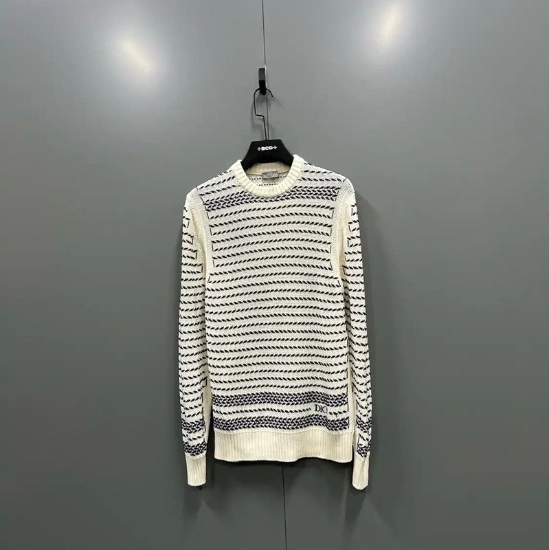 Dior Dior Spring Autumn White Wool Striped Sweater 0089 Size US S / EU 44-46 / 1 - 1 Thumbnail