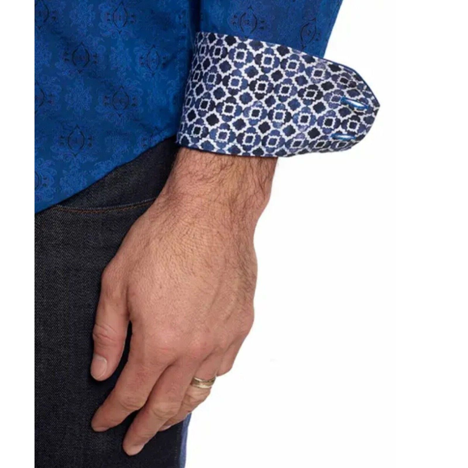 Robert Graham Robert Graham Cullen Jacquard Shirt Button Up Flip Cuff Size US XL / EU 56 / 4 - 3 Thumbnail