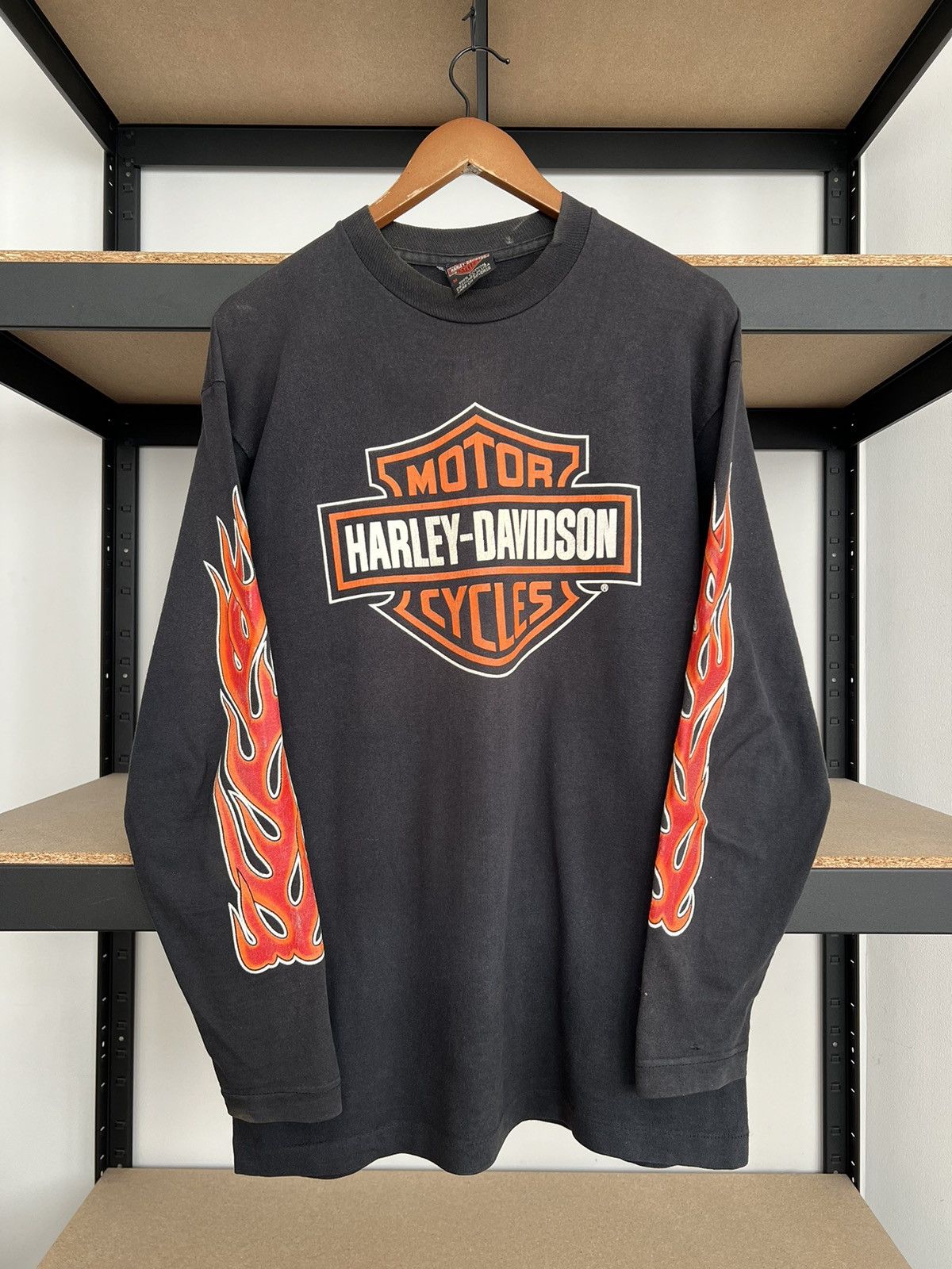 Harley Davidson Vintage 90s Harley Davidson Flame Fire Eagle Long Sleeve Size US M / EU 48-50 / 2 - 1 Thumbnail