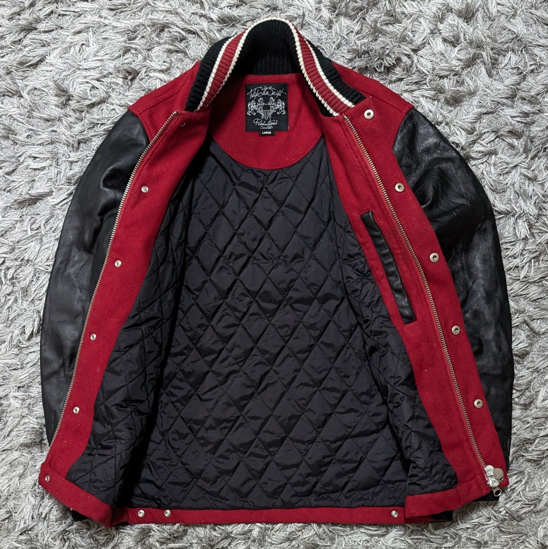 Other Vintage Flip The Script Leather Varsity Jacket Two Tone Coat Size US L / EU 52-54 / 3 - 3 Thumbnail