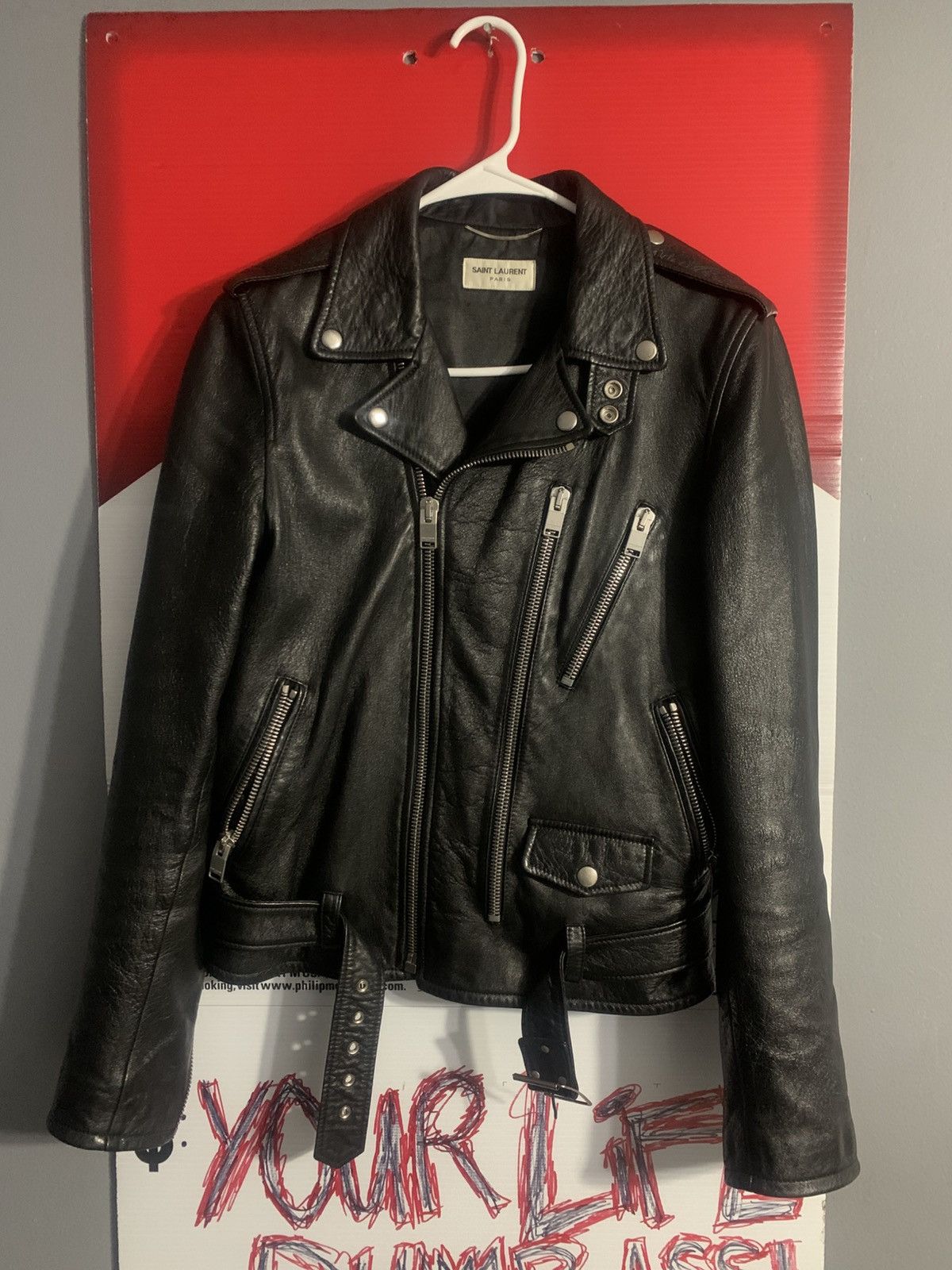 Saint Laurent Blood Luster Leather Jacket | Grailed