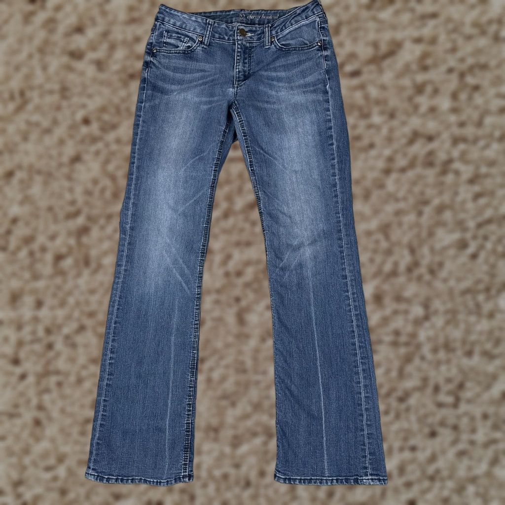 Vintage NY & C Jeans Womens 4 Bootcut Denim Blue Medium Wash 26x31 Stretch Curvy 5-Pocket Zipper Button Logo Embroidered Vintage No Size 27" / US 4 / IT 40 - 1 Thumbnail
