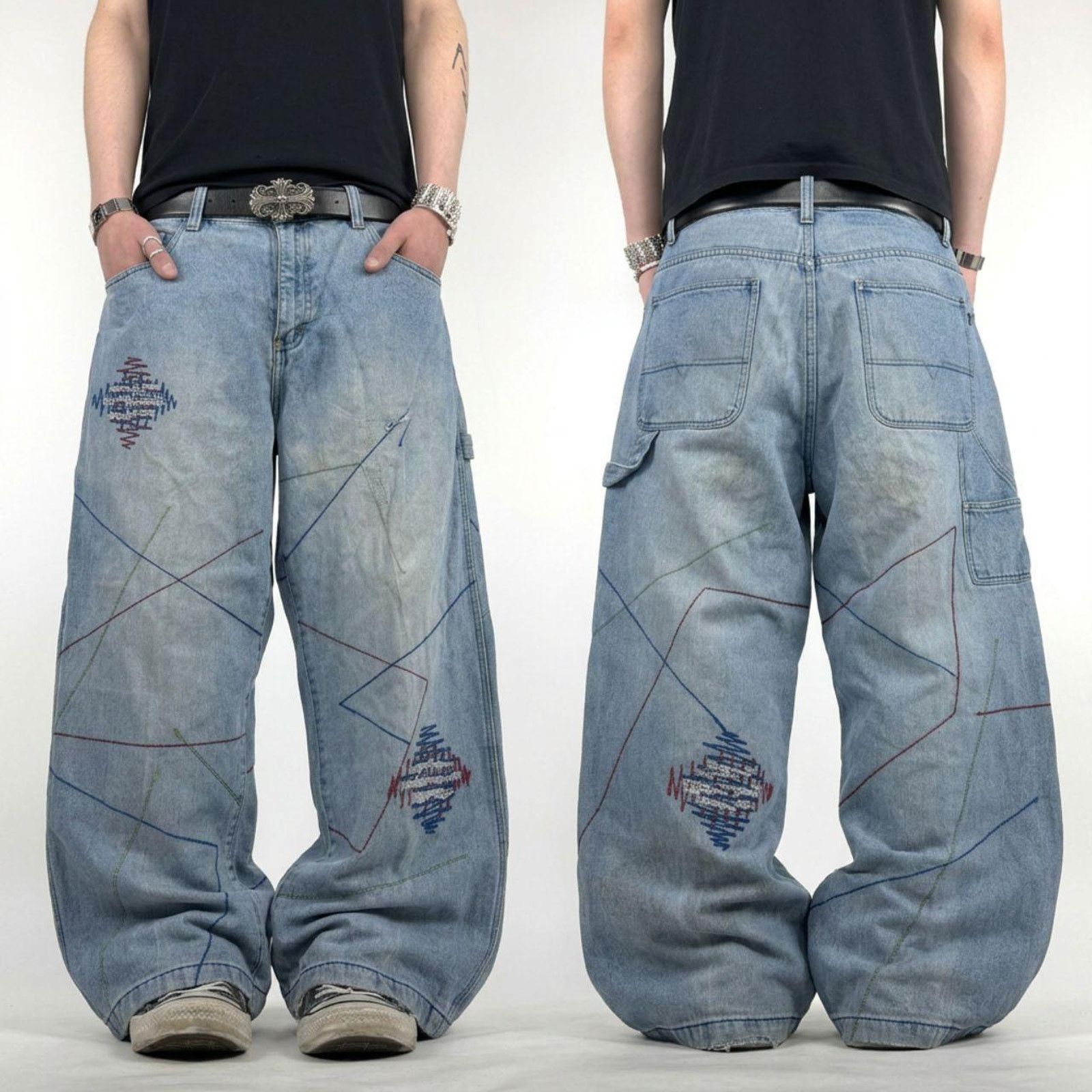 Vintage y2k archive faded carpenter baggy wide leg jeans