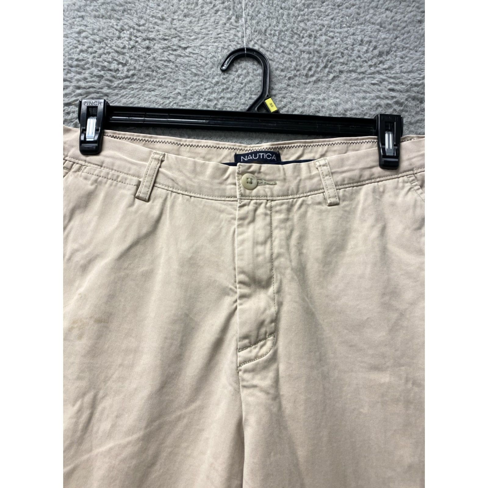 Nautica Nautica Chino Pants Men's 34x32 Beige Cotton /0108 Flat Front Logo Nautical Straight Leg Regular Fit Size US 34 / EU 50 - 2 Thumbnail