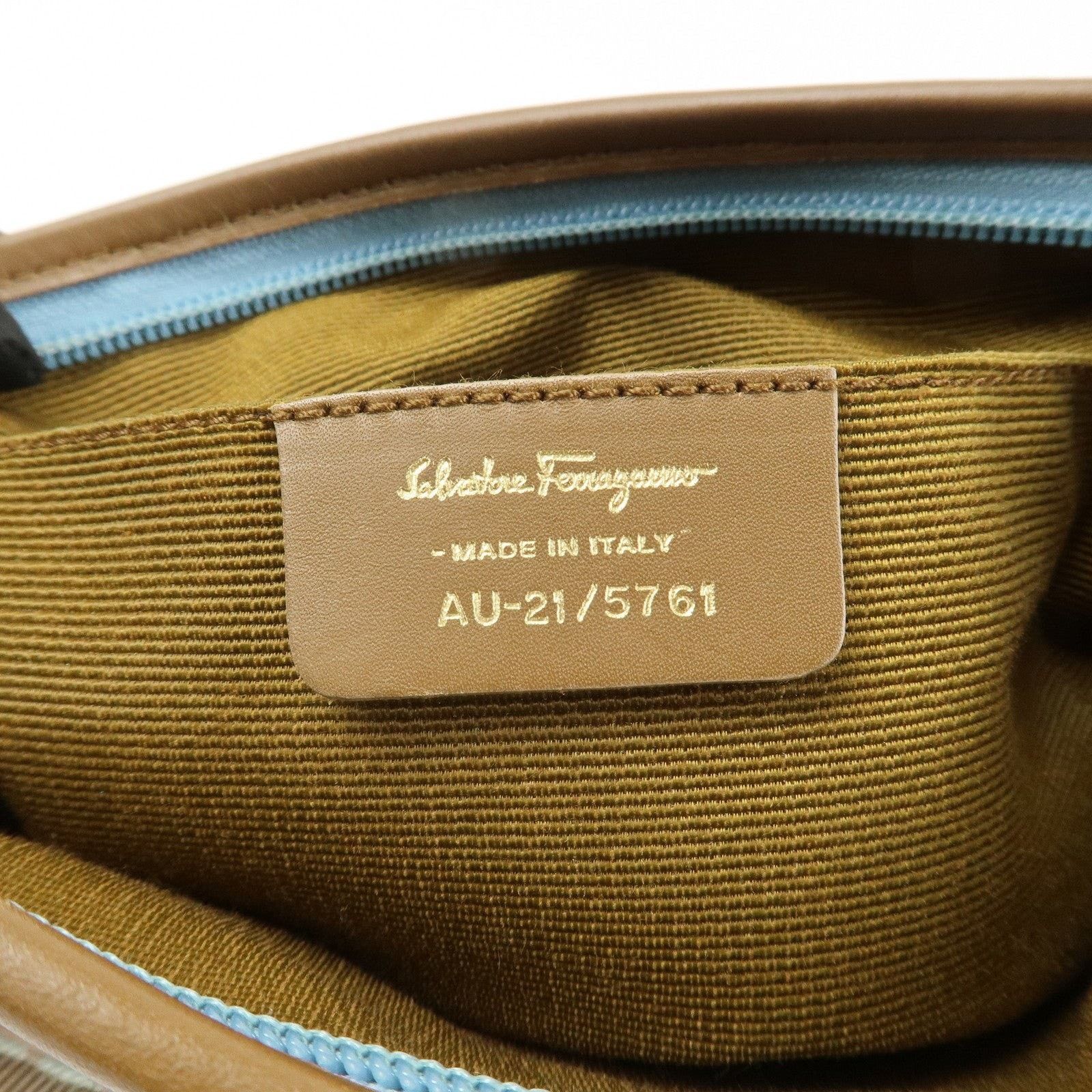 Salvatore Ferragamo Ferragamo Gancini Canvas & Leather Shoulder Bag Light Blue Size ONE SIZE - 8 Thumbnail