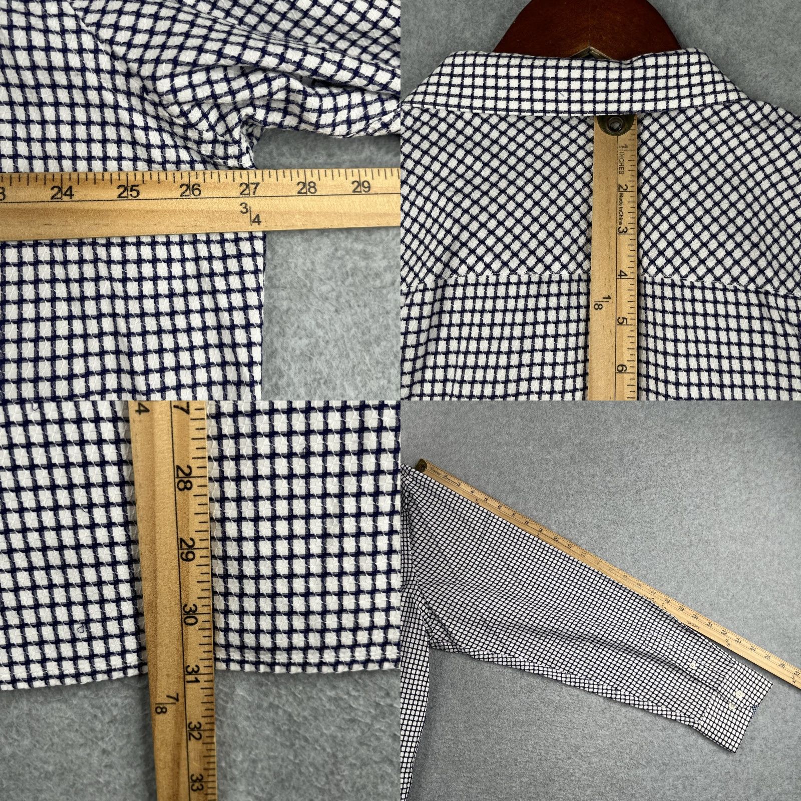 Johnston & Murphy Johnston & Murphy Shirt 2XL White Navy Check Button-Up Long Sleeve Men Size US XXL / EU 58 / 5 - 8 Thumbnail