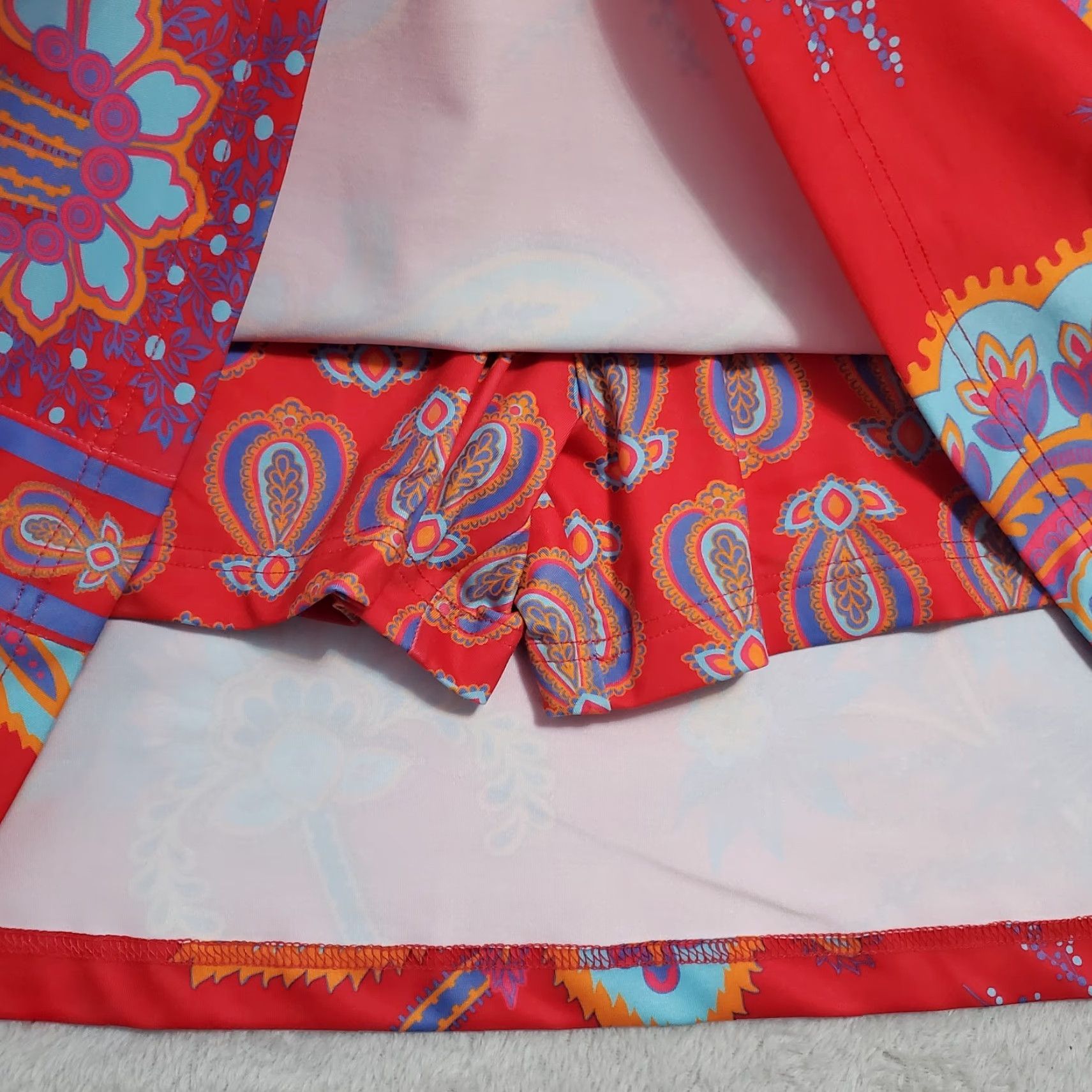 Vintage VINTAGE Gretchen Scott Skippy Skort Women Goddess XXL Red Paisley Stretch Zip Pockets Size 40" / US 18 - 5 Thumbnail