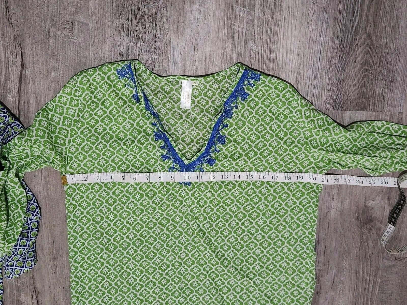 NCAA Flora Tops Lot Medium V Neck Lightweight Green Blue tunic Size M / US 6-8 / IT 42-44 - 5 Thumbnail