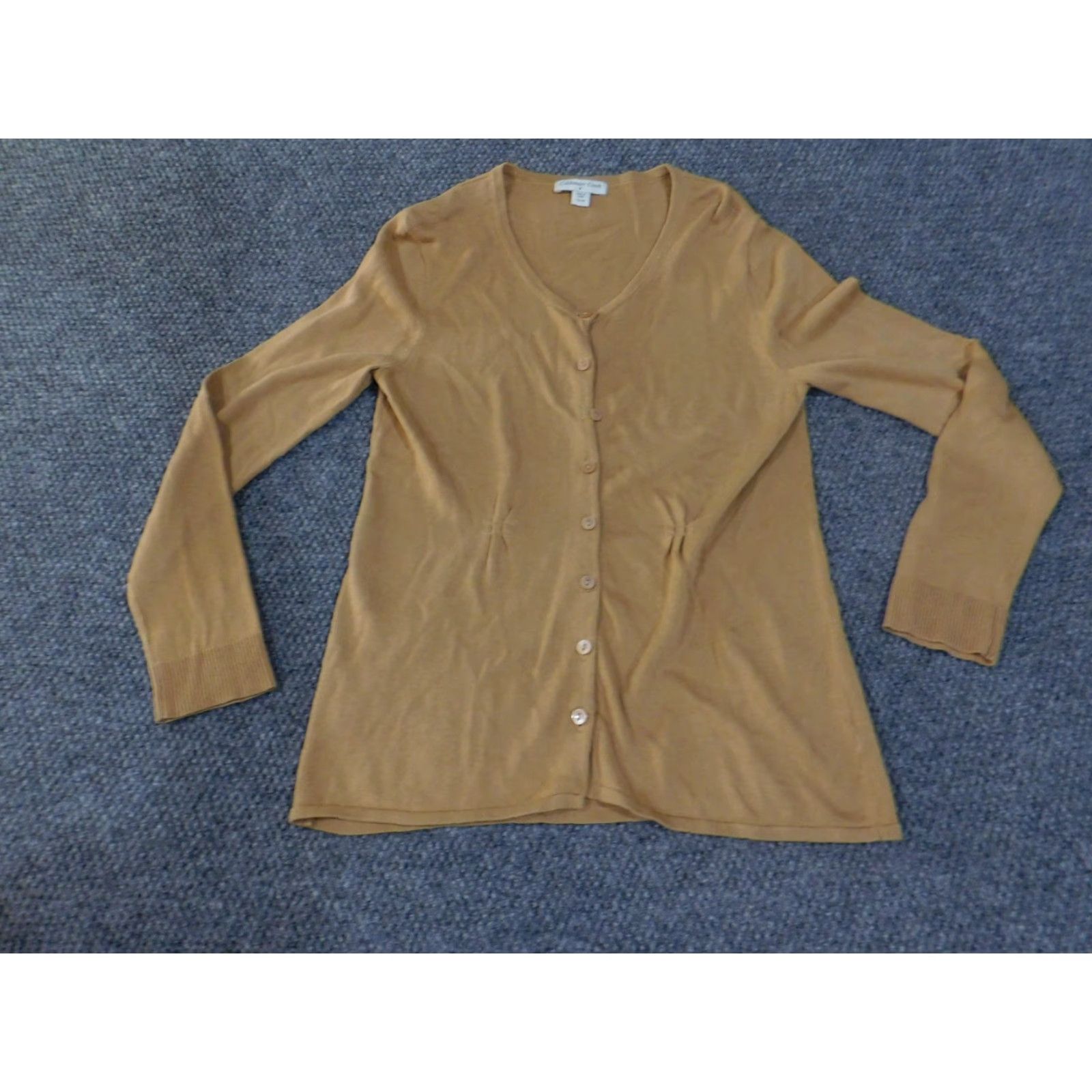 Coldwater Creek Coldwater Creek Cardigan Sweater Womens Small Tan V Neck Button Front Knit Size S / US 4 / IT 40 - 4 Thumbnail