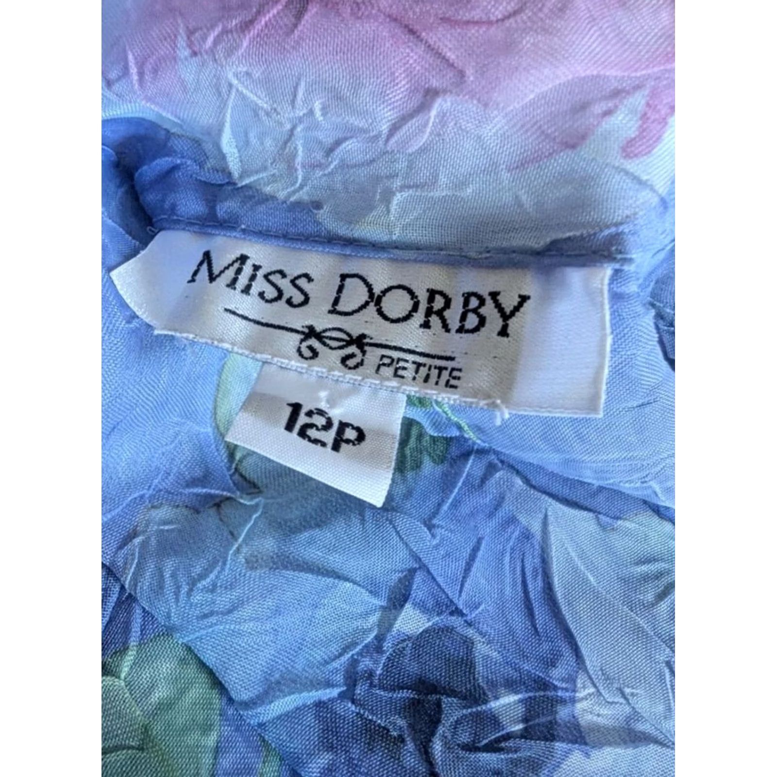 Vintage VINTAGE Miss Dorby Shirt 12P Petite Periwinkle Floral Crinkle Button Up Blouse Womens Size XL / US 12-14 / IT 48-50 - 4 Thumbnail