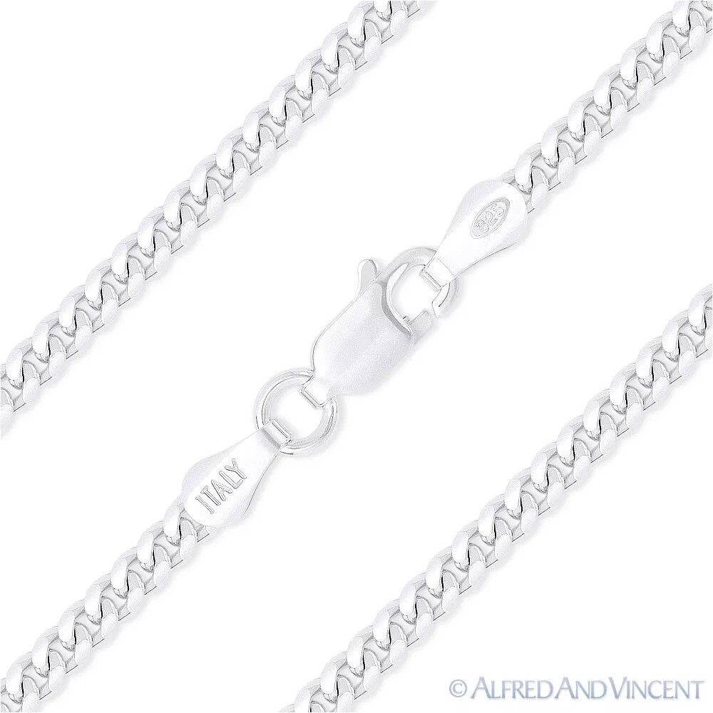 image of 3.3Mm Miami Curb Link Italian Chain Necklace in Silver, Women's