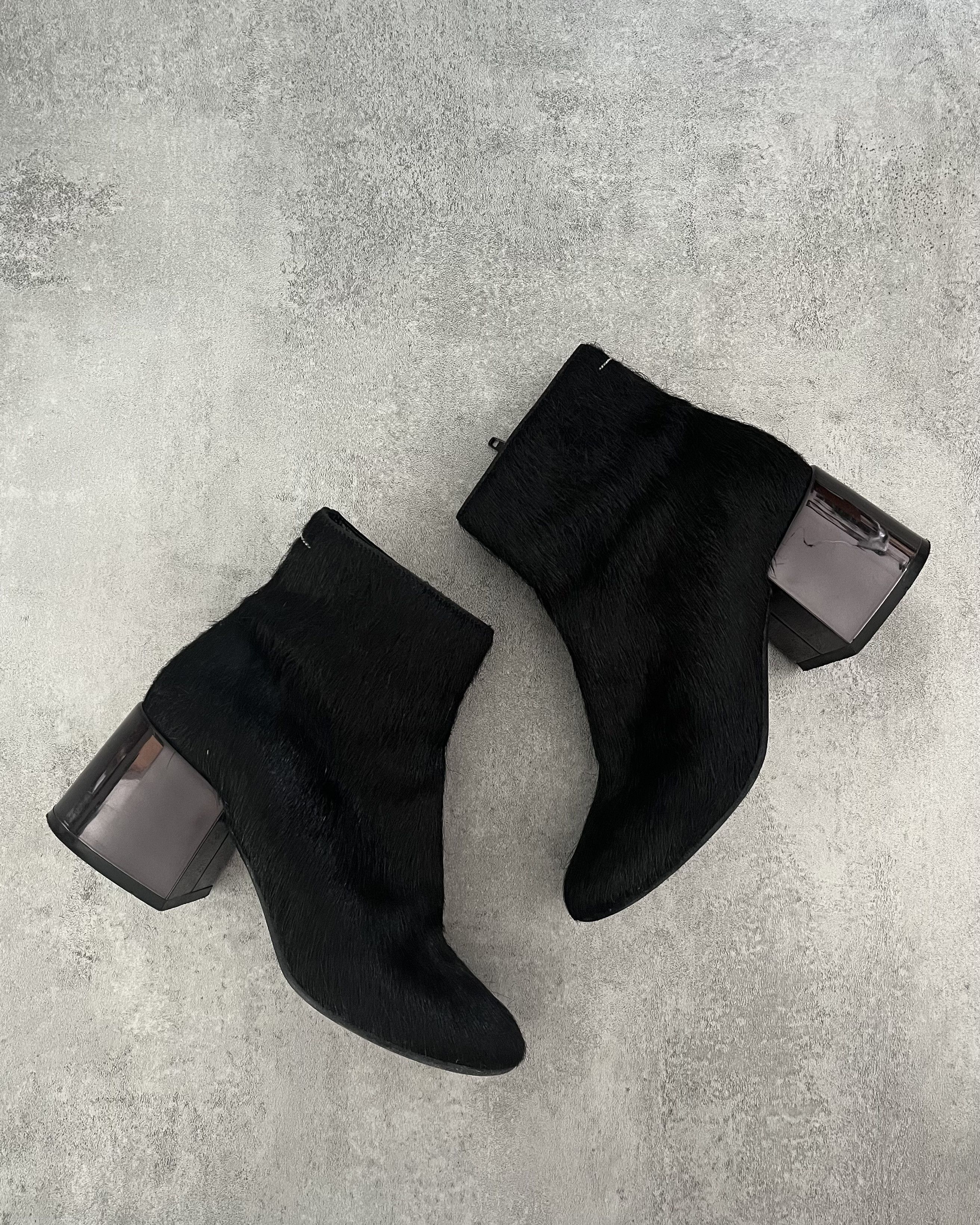 image of Maison Margiela Mm6 Black Fur Boots, Women's (Size 4)