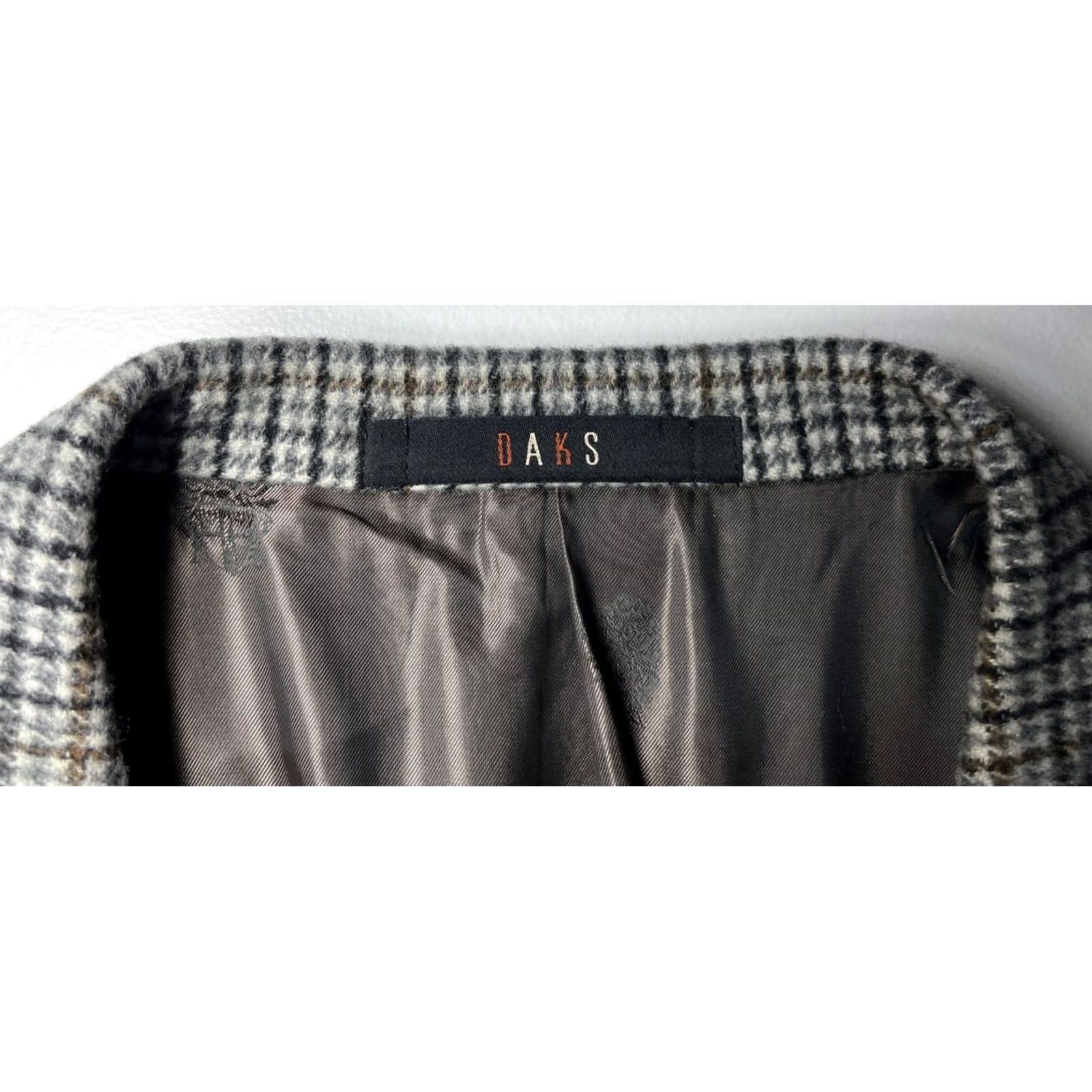 DAKS VINTAGE DAKS Blazer Jacket Wool Cashmere Blend Plaid 42 Regular Gray Mens Blazer Size 42R - 6 Thumbnail