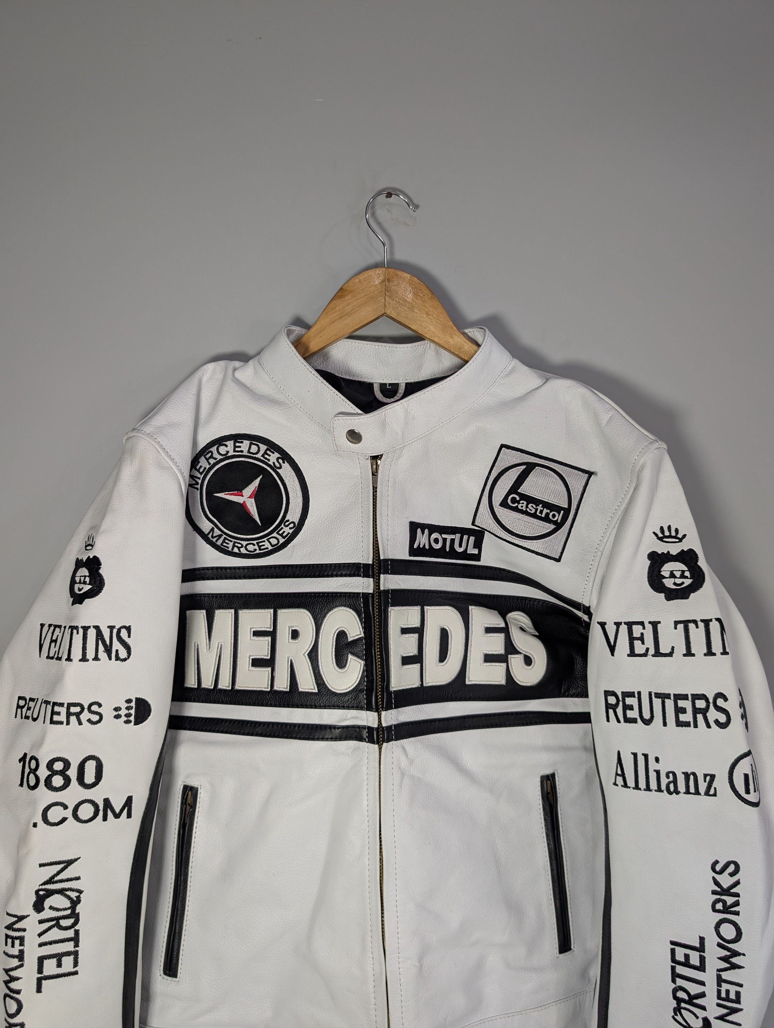 Vintage Mercedes Benz Real Cowhide Leather Jacket Size L / US 10 / IT 46 - 3 Thumbnail