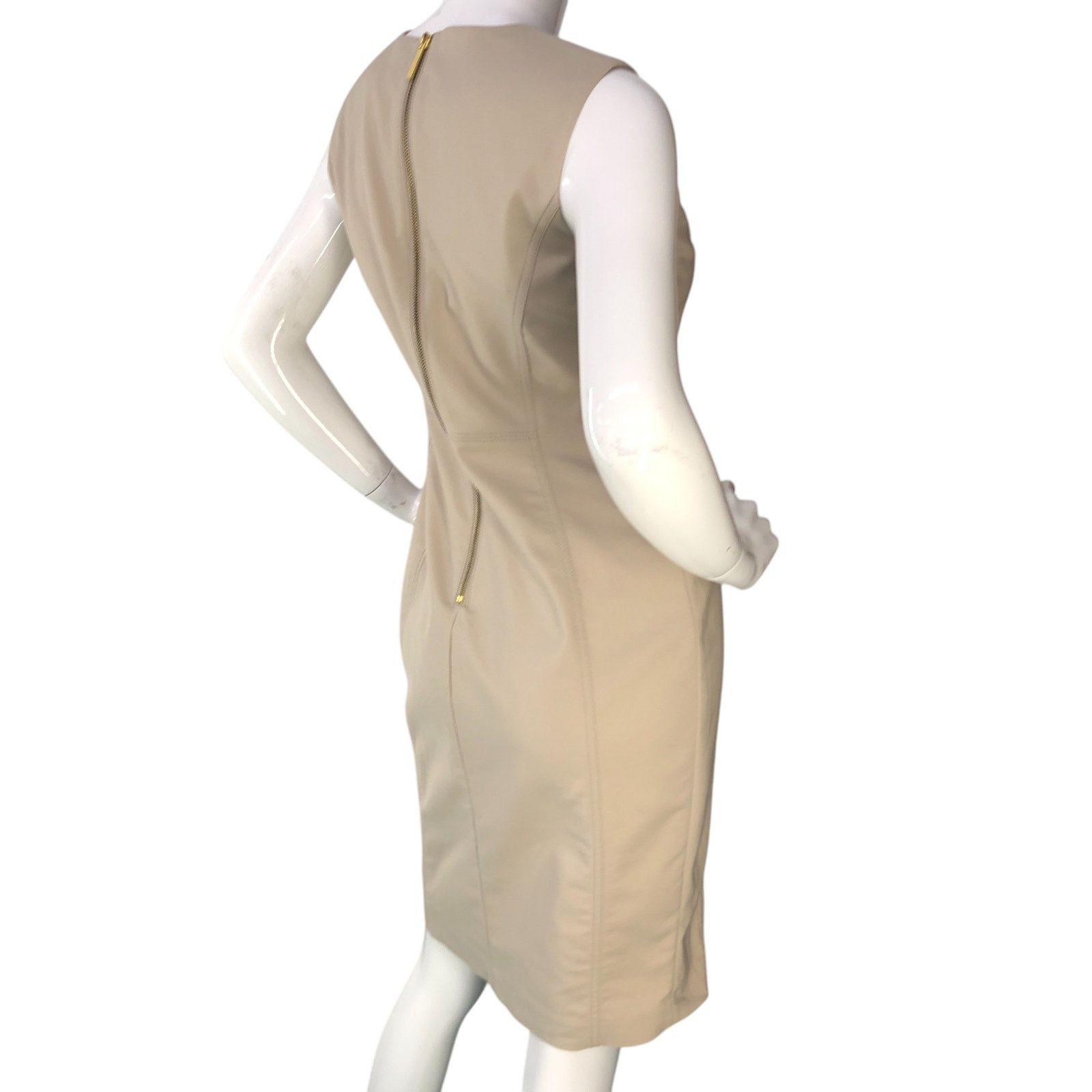 Calvin Klein Calvin Klein Size 4 Dress Sheath Sleeveless Stretch Khaki Size S / US 4 / IT 40 - 8 Thumbnail