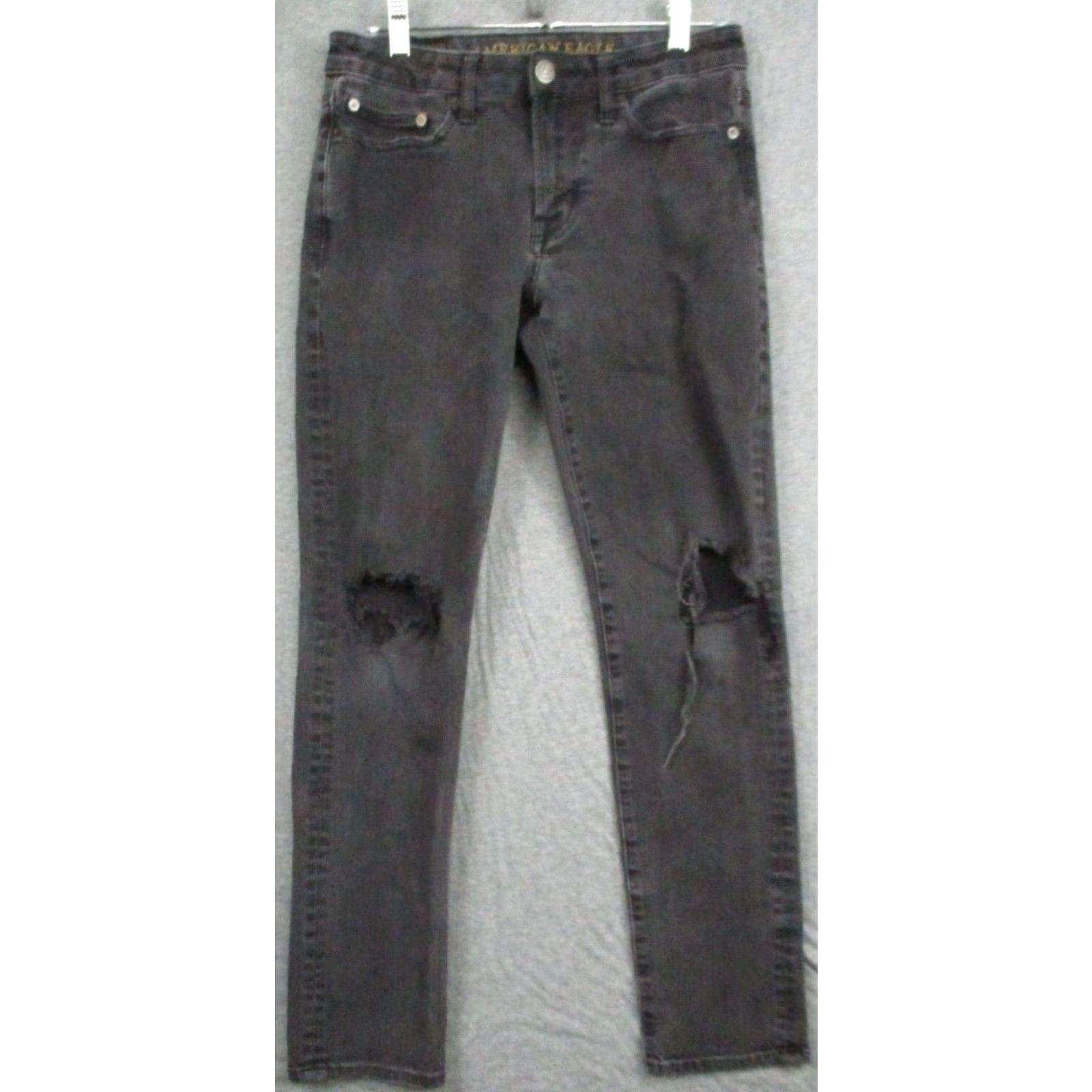 American Eagle Outfitters American Eagle Outfitters Jeans Men Slim 28 X 30 Black Dark Distressed 4 Extreme Flex Skinny Jeans Size US 28 / EU 44 - 2 Thumbnail