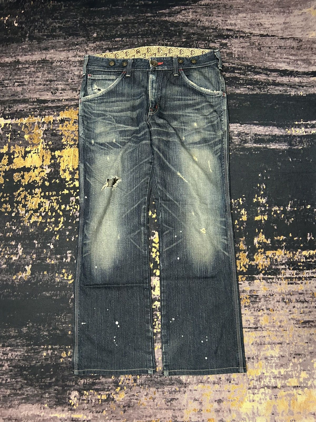 Edwin Vintage Wash Edwin 503 Blue Trip Distressed Carpenter Jeans Size US 34 / EU 50 - 3 Thumbnail