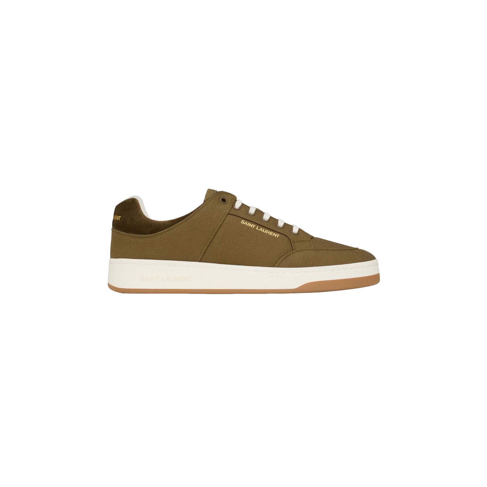 SAINT LAURENT SL 61 Green/White Low Top Fabric Sneakers New