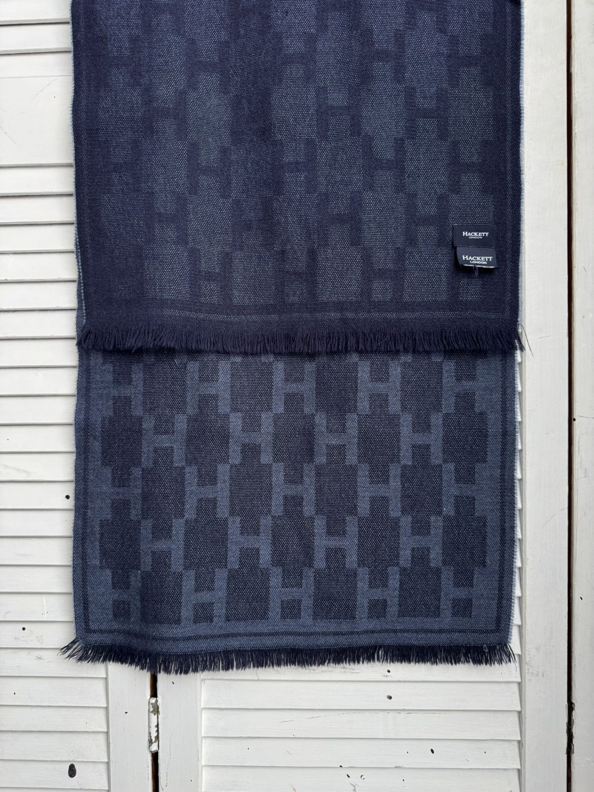 Hackett Hackett London Wool Long Scarf Navy Logo Pattern Size ONE SIZE - 13 Thumbnail
