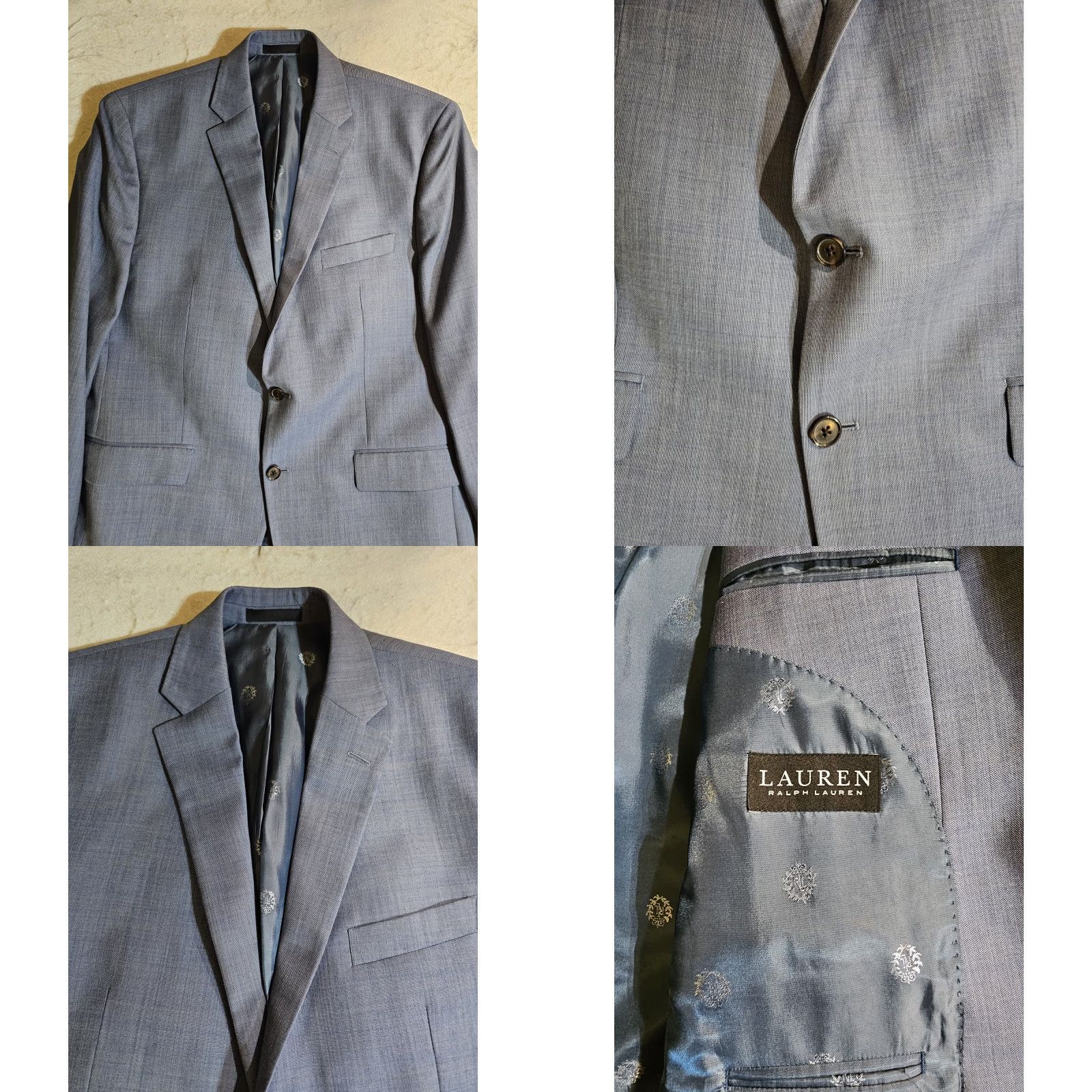 Ralph Lauren Lauren Ralph Lauren Black Label 2 Piece Suit Men 44R 38W 28L Solid Blue Gray Two-Button Size 44R - 9 Thumbnail