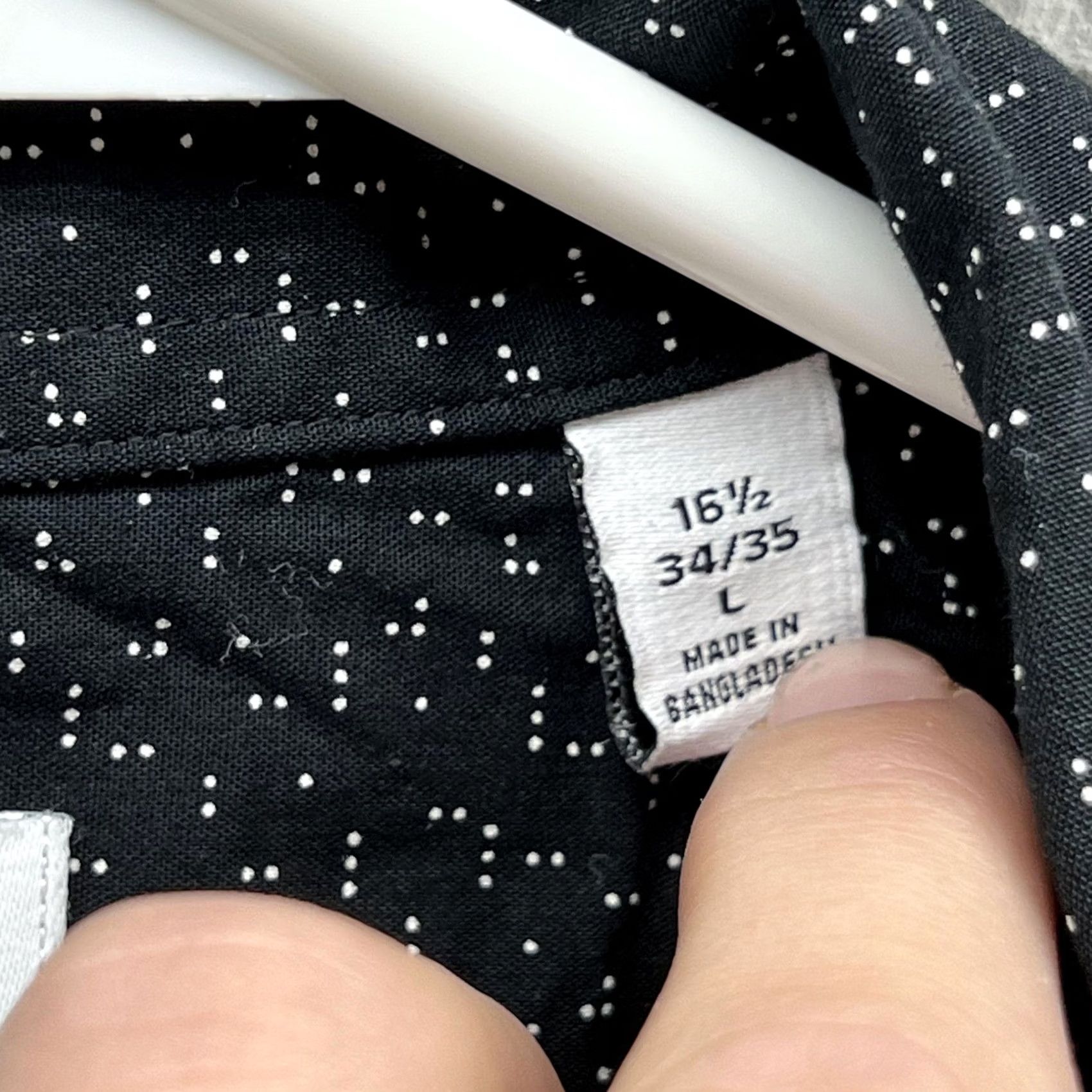 Calvin Klein Calvin Klein Dress Shirt Mens Large Black Polka Dot Slim Fit Long Sleeve Size 42R - 4 Thumbnail