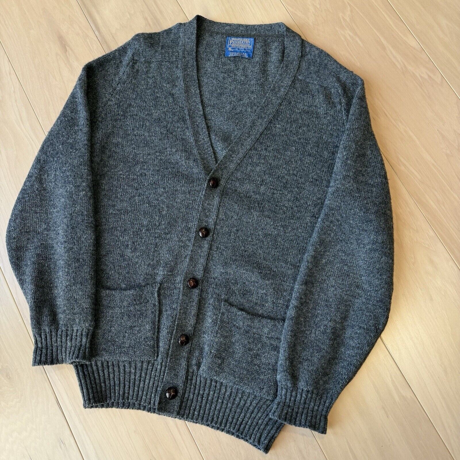 Pendleton × Vintage Vintage Pendleton Cardigan Large Gray 80s Wool Sweater Size US L / EU 52-54 / 3 - 9 Thumbnail