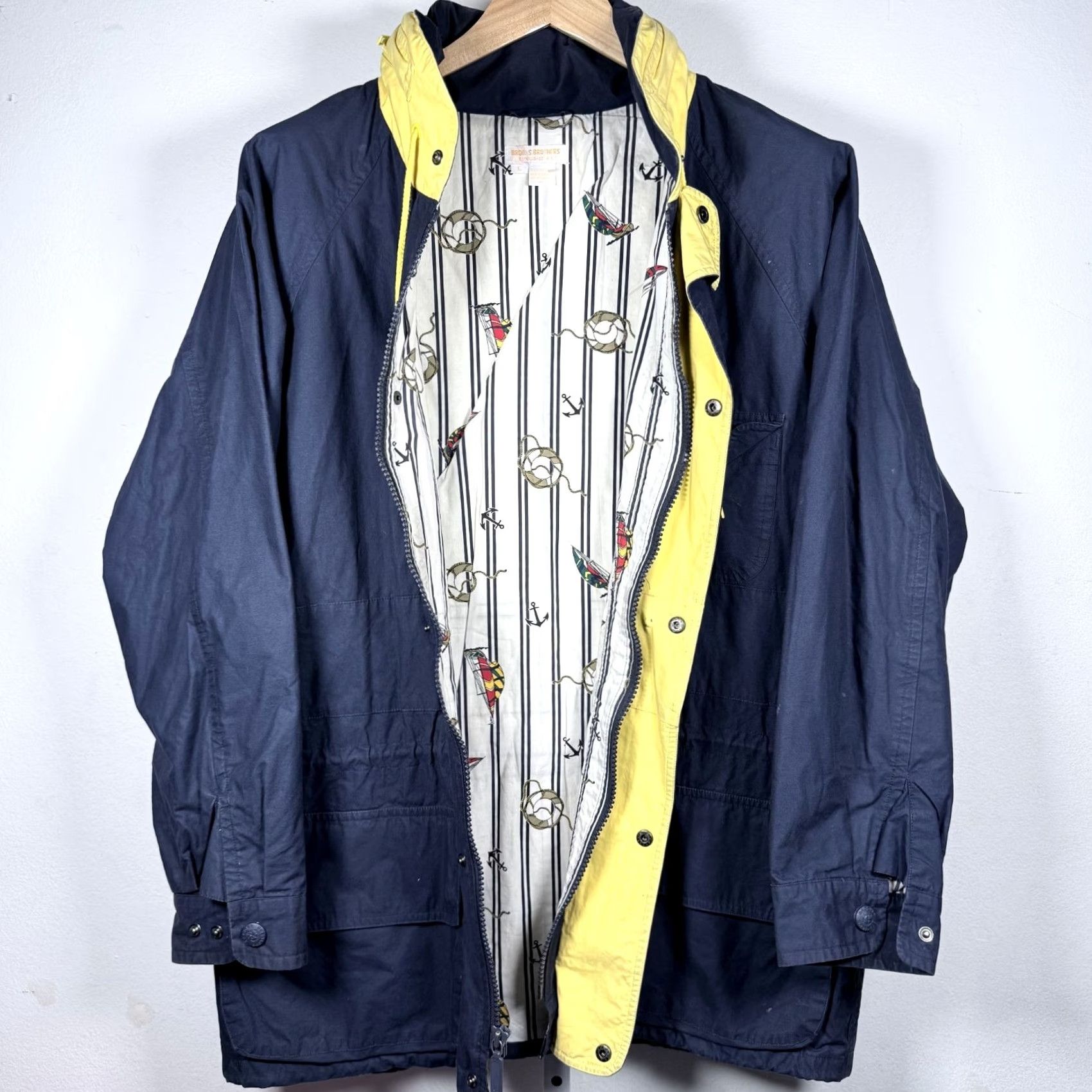 Brooks Brothers Brooks Brothers Jacket Navy Blue Pockets Snap Full Zip Men Large Parka Nautical Patterning? Size US L / EU 52-54 / 3 - 2 Thumbnail