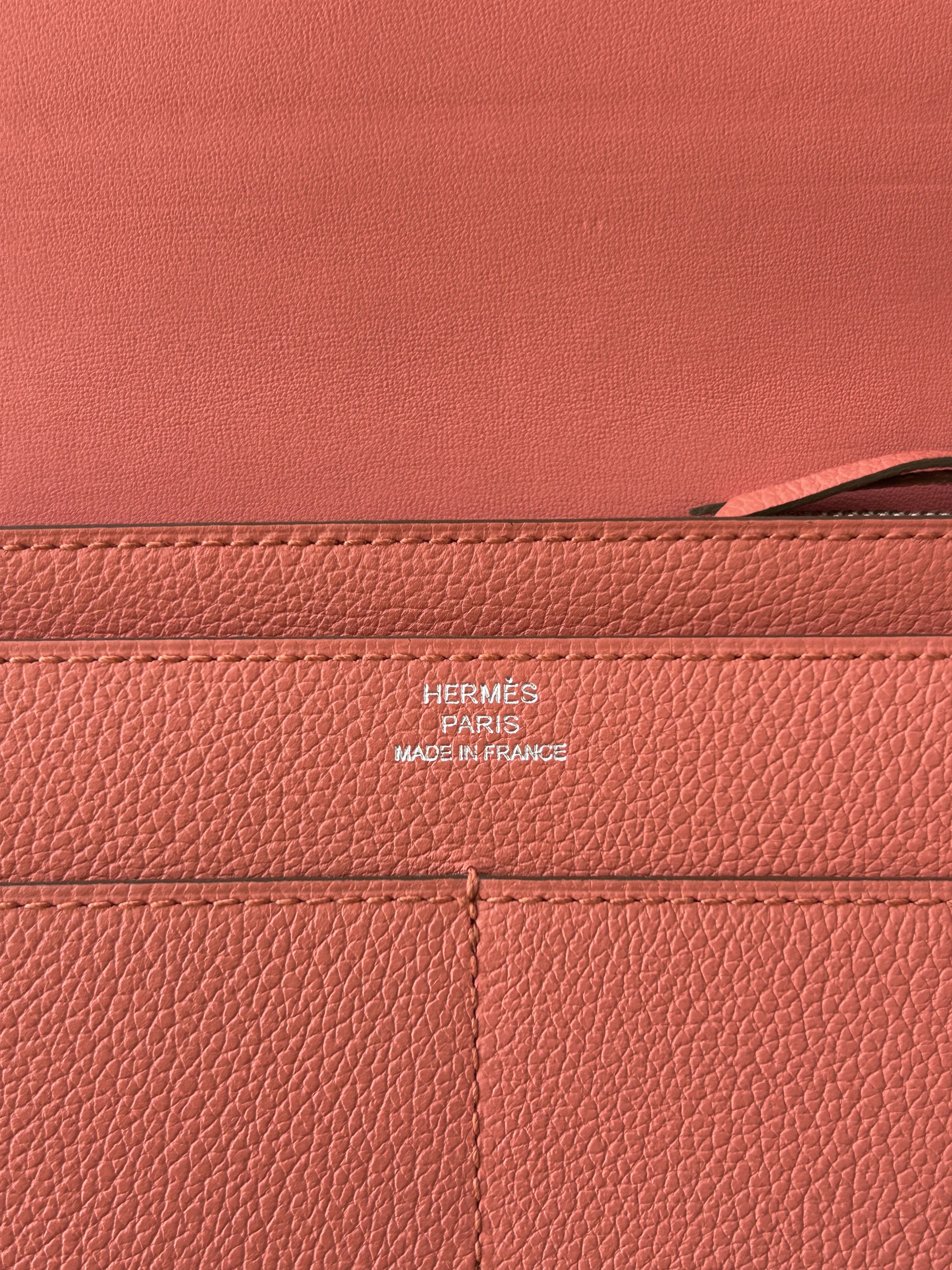 Hermes Hermes Peach Epsom & Palladium Hardware Dogon Wallet Size ONE SIZE - 4 Thumbnail