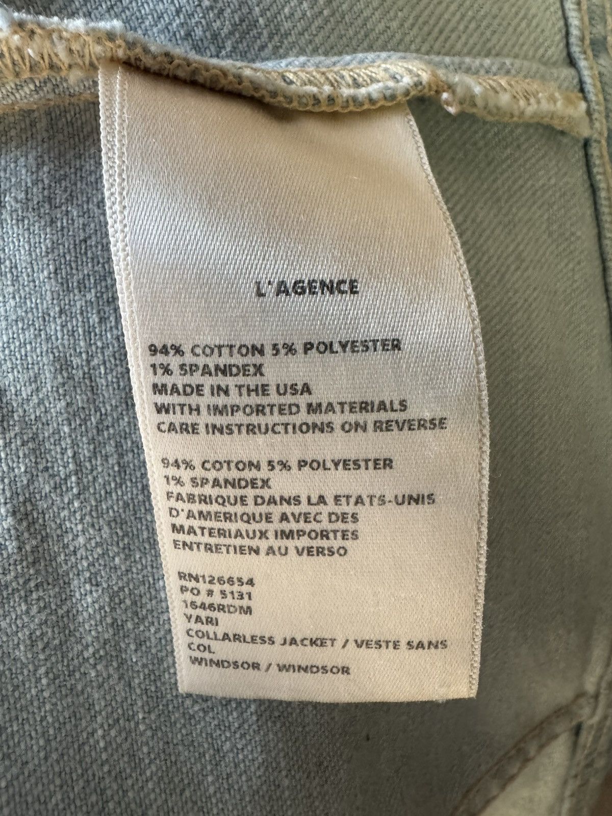 L'AGENCE L'Agence Yari Collarless Denim Open Double Button Jacket Size M / US 6-8 / IT 42-44 - 3 Thumbnail
