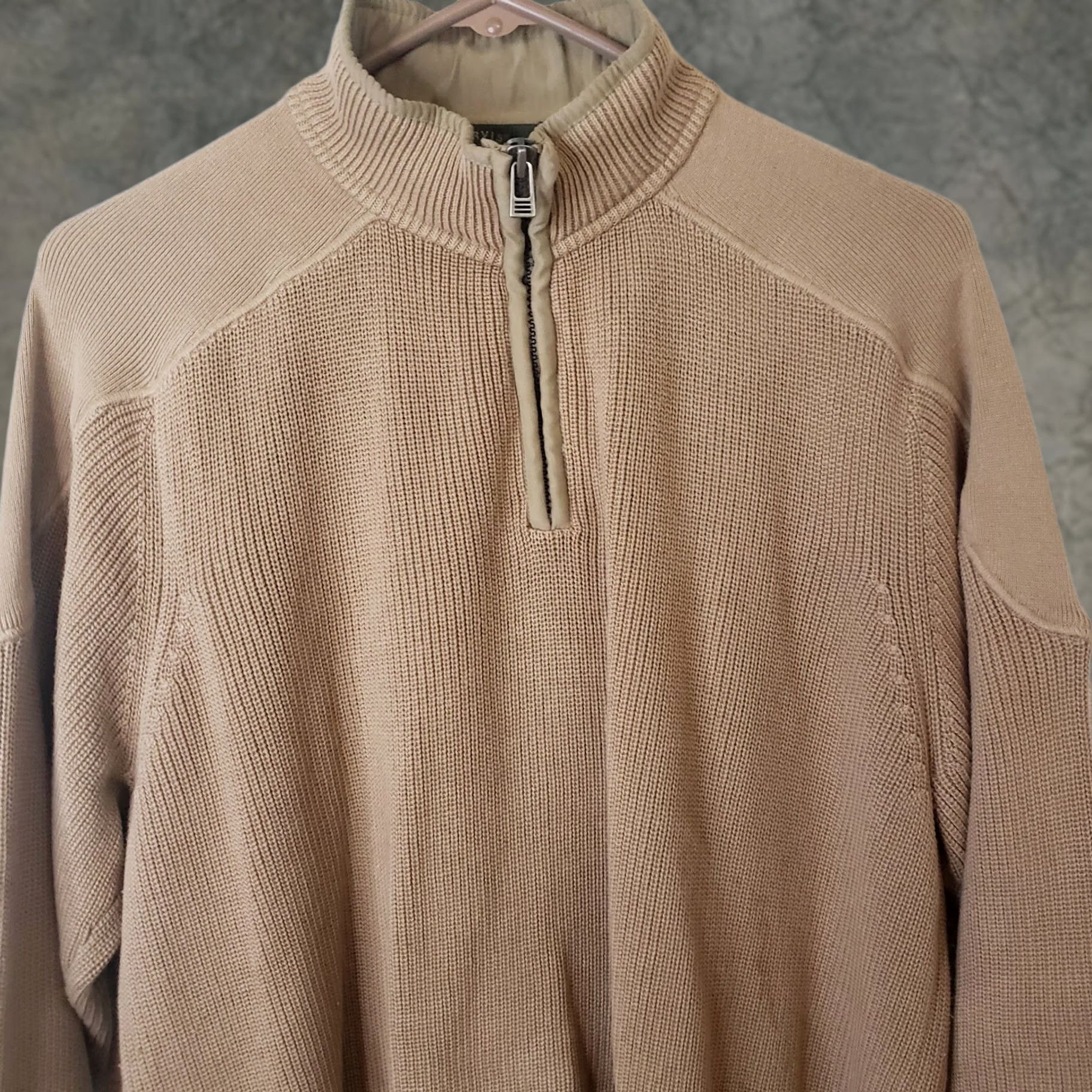 Orvis VINTAGE ORVIS Sweater Mens M Military 1/4 Zip Cotton Mock Neck Shoulder Patches Brown Size US M / EU 48-50 / 2 - 1 Thumbnail
