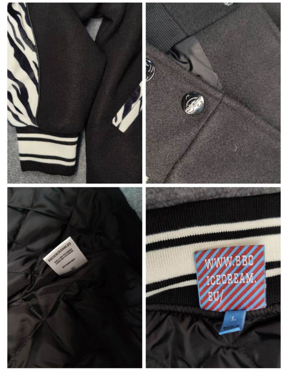 Billionaire Boys Club ICECREAM Zebra Velvet Quilted Baseball Jacket Size US L / EU 52-54 / 3 - 5 Thumbnail