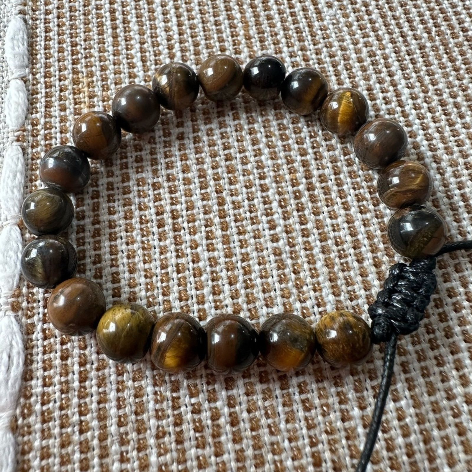 Other 8mm Tiger Eye Stone Beads Bracelet Adjustable Braided Rope Size ONE SIZE - 4 Thumbnail