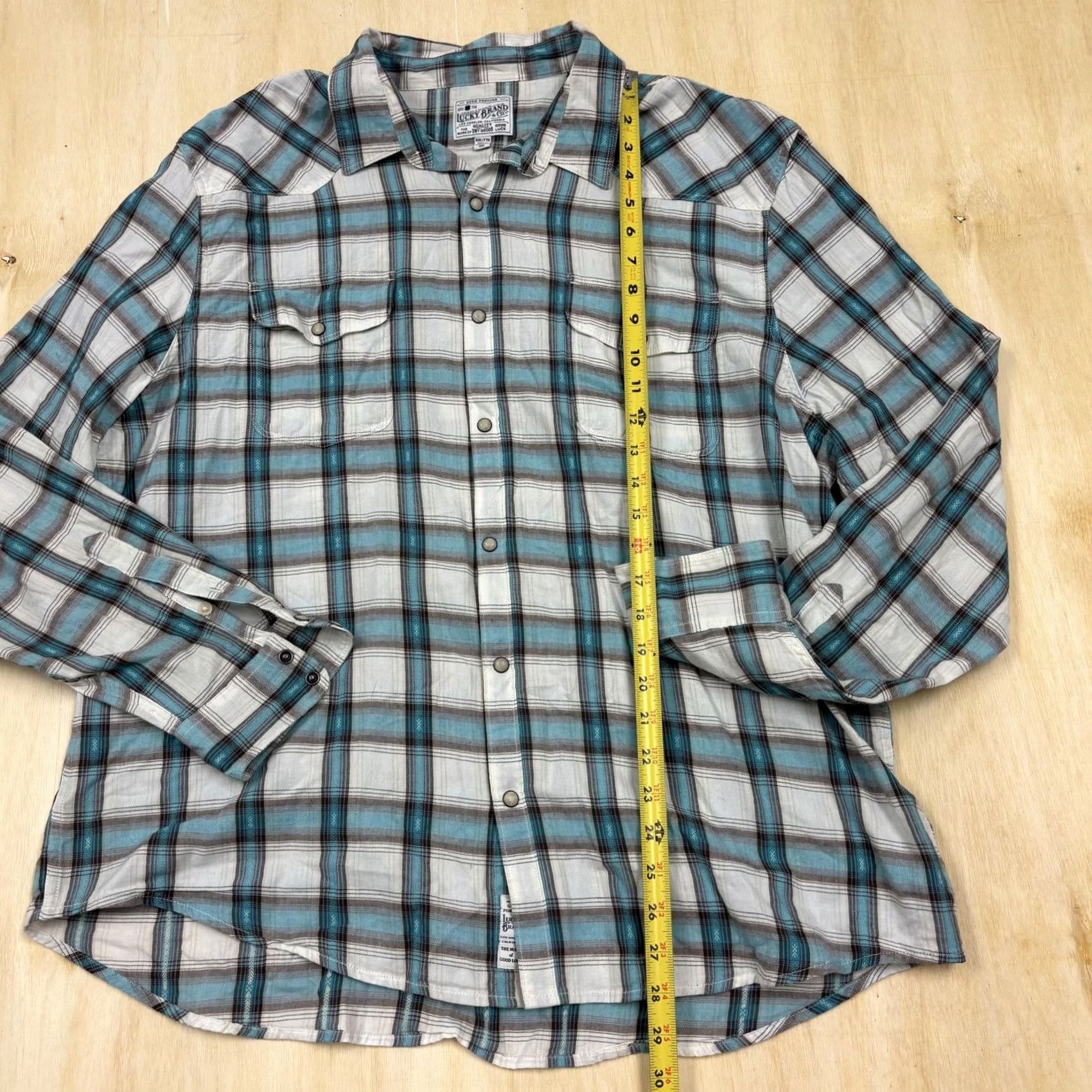 Lucky Brand Lucky Brand Shirt Mens 2XL Blue Plaid Long Sleeve Snap Front Casual Western Size US XXL / EU 58 / 5 - 5 Thumbnail