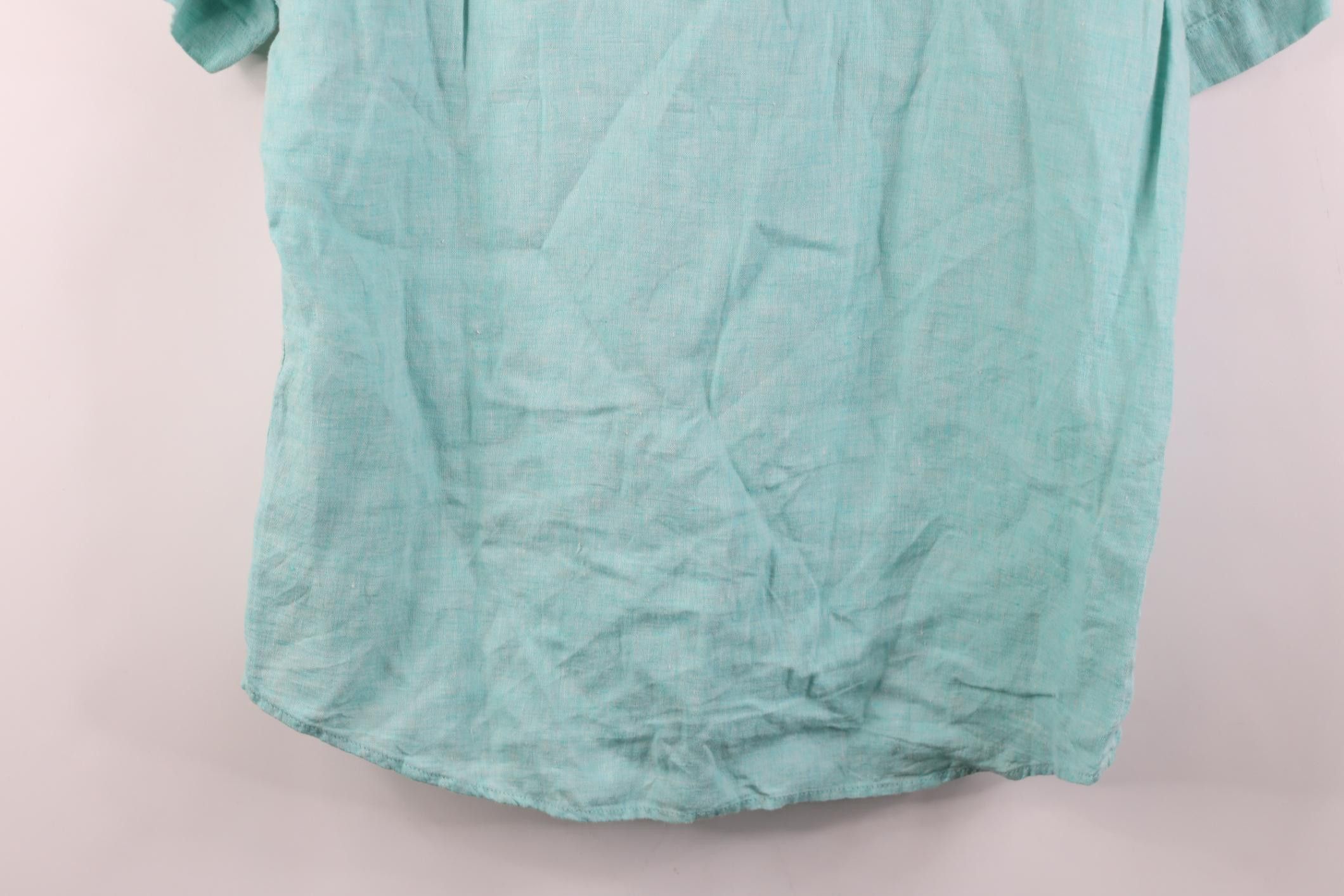 Banana Republic Banana Republic Short Sleeve Collared Button Down Shirt Teal Size US M / EU 48-50 / 2 - 11 Thumbnail