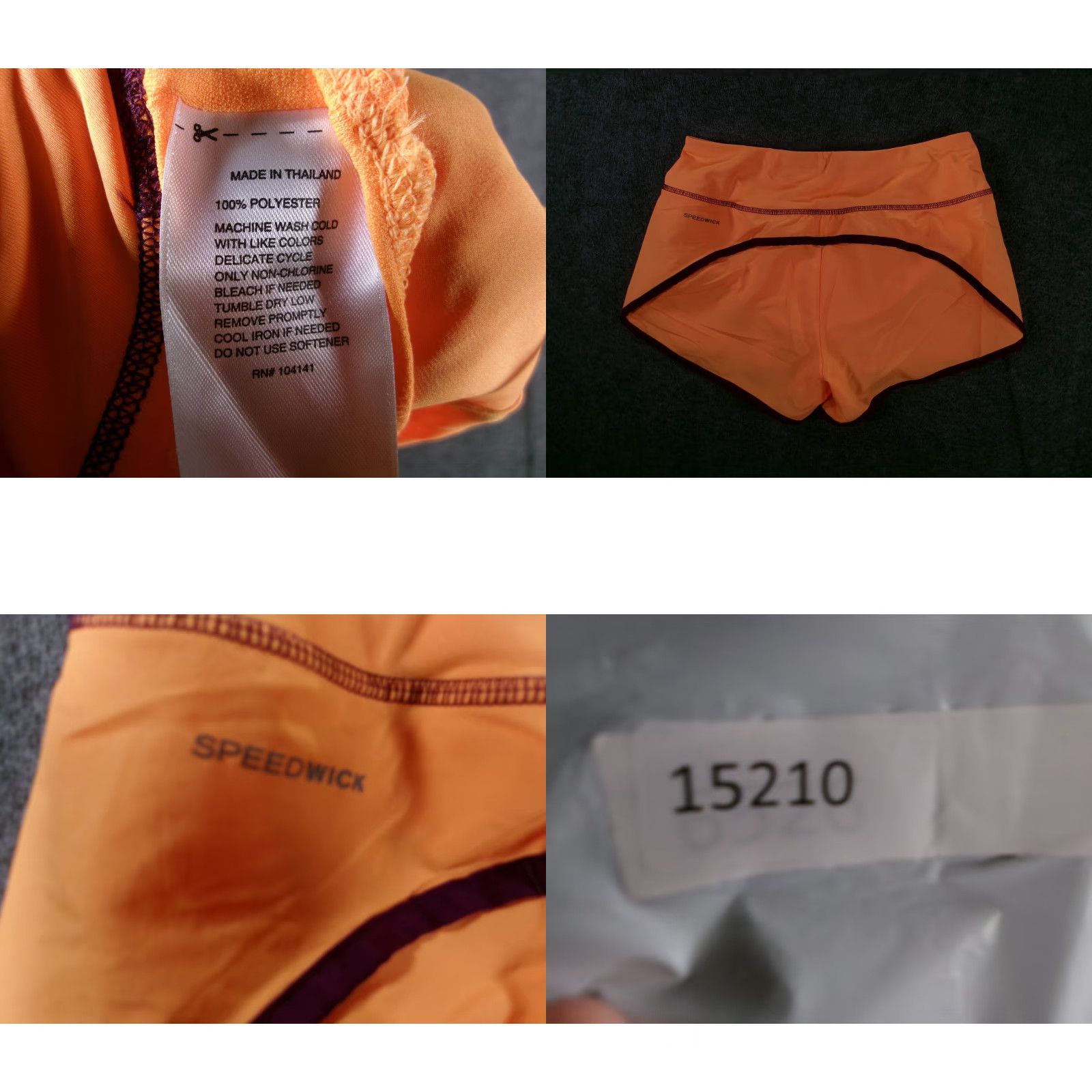Reebok Reebok ShortS Running Womens XS Orange Speedwick Polyester Athletic Liner Fit Size 26" / US 2 / IT 38 - 8 Thumbnail