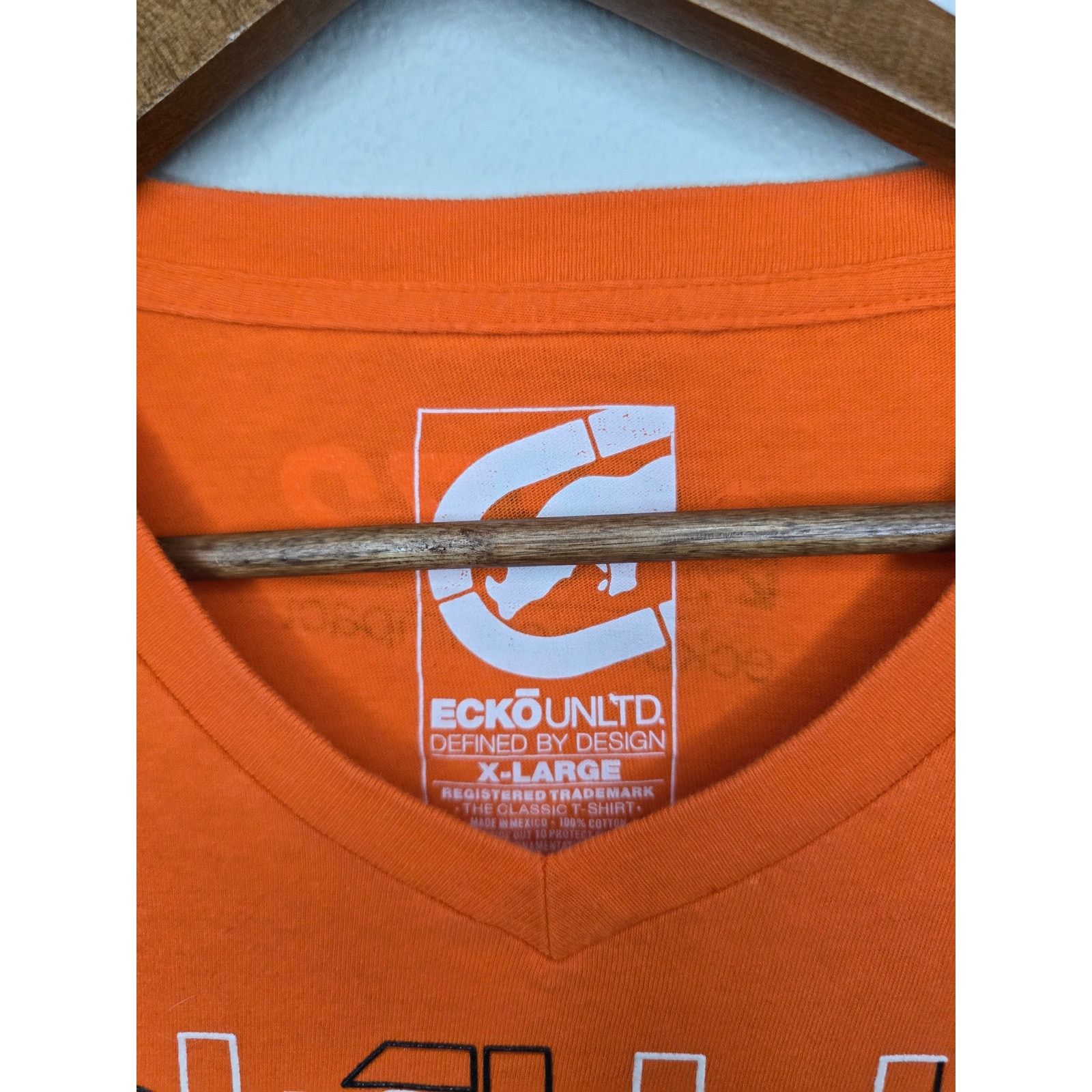 Ecko Unltd. × Vintage Ecko Unltd Shirt XL Vneck Orange Streetwear Skater Tee Y2k Size US XL / EU 56 / 4 - 4 Thumbnail