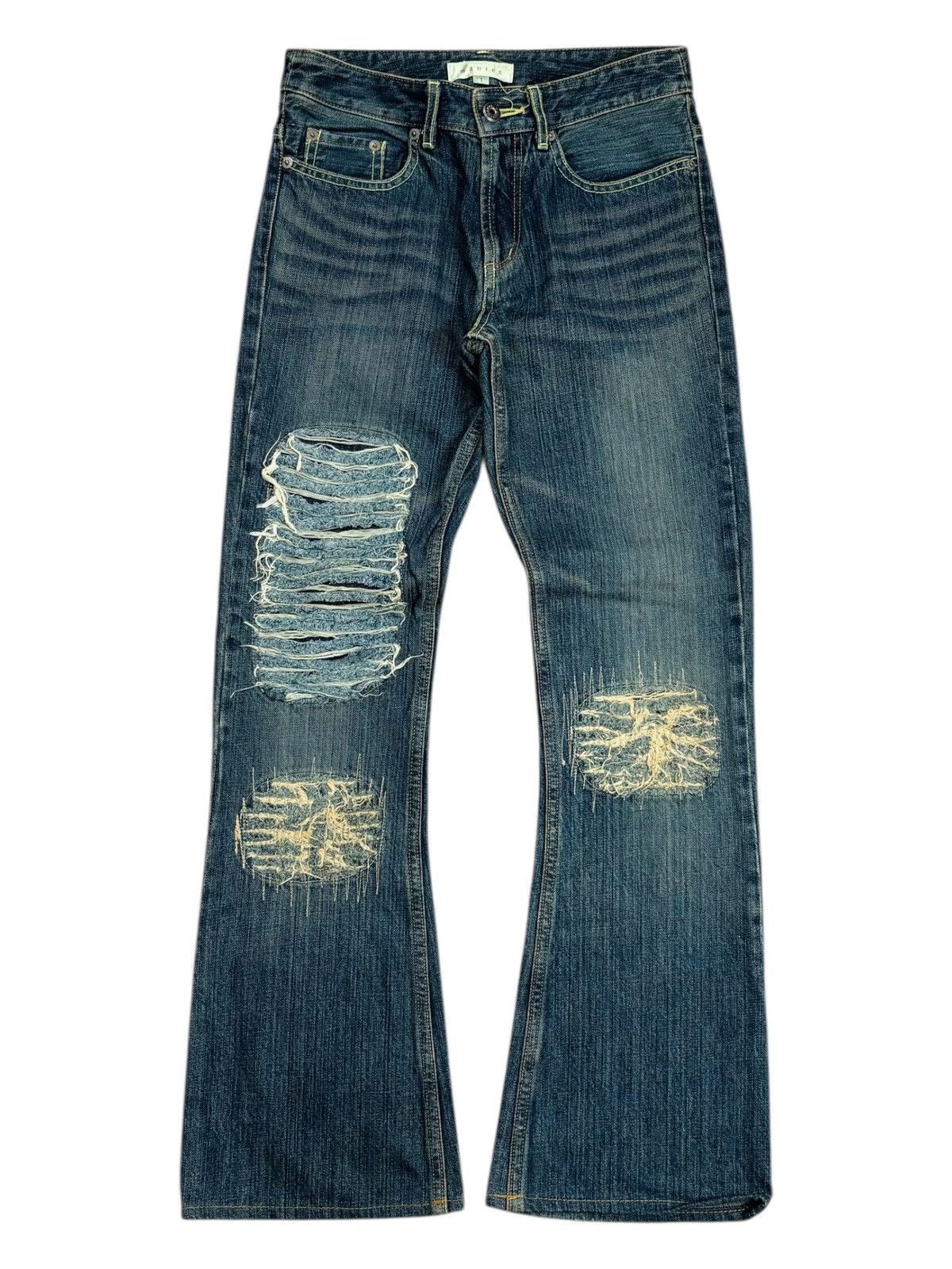 Isamu Katayama Backlash 2000s Manics - Crust Punk Flared Denim Pants Size US 28 / EU 44 - 1 Thumbnail