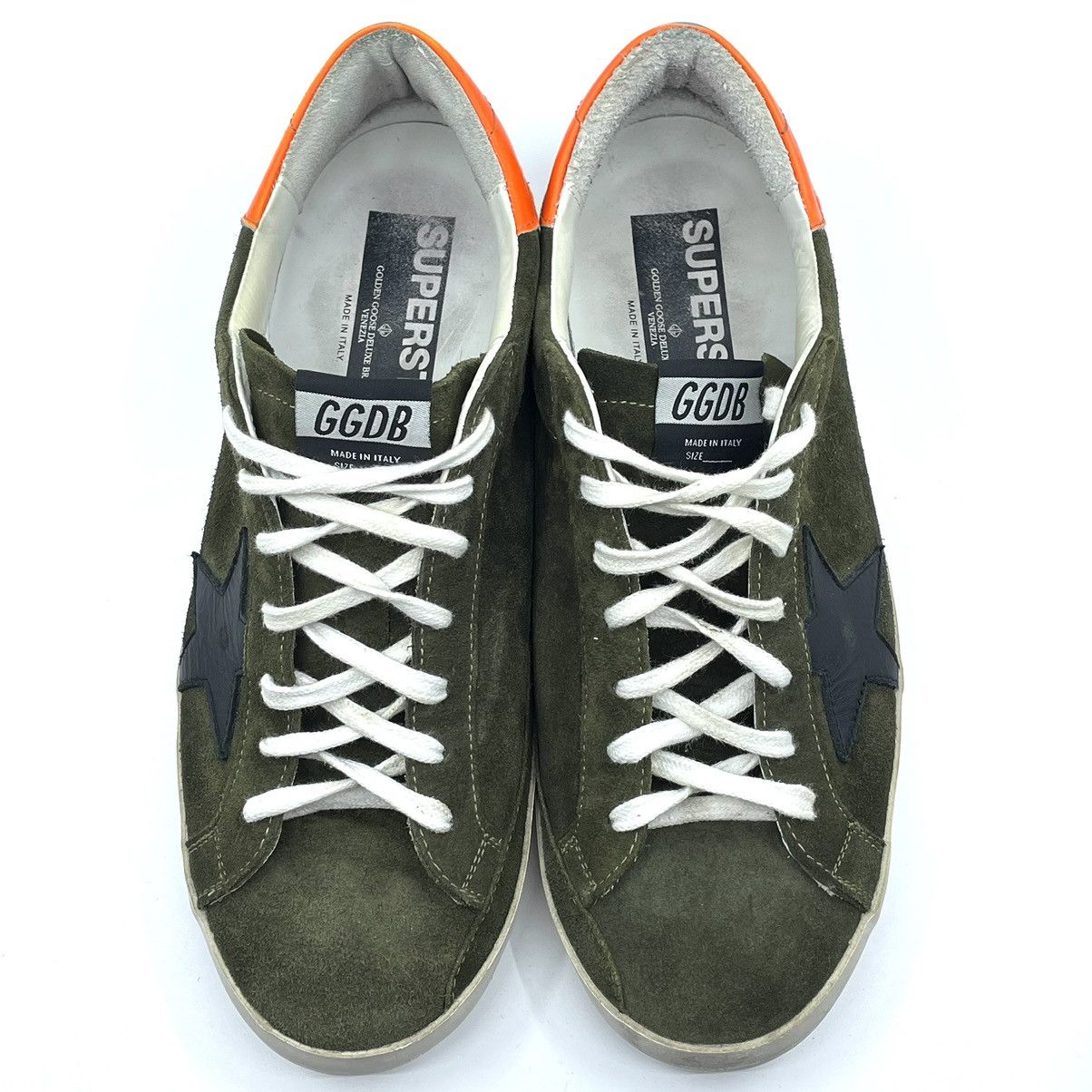 Designer Distressed Golden Goose Superstar Olive Suede Sneakers Size US 10 / EU 43 - 3 Thumbnail